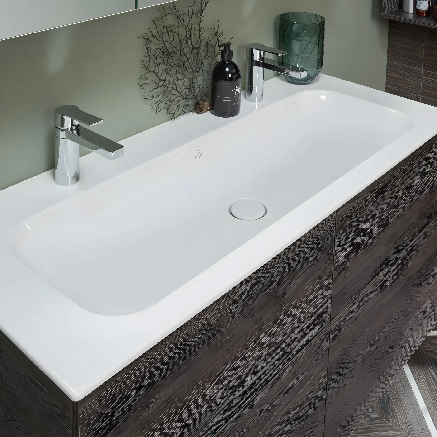 Умивальник Finion Villeroy & Boch 4164C1R1 Alpine White CeramicPlus 120 х 50 см — вид спереду