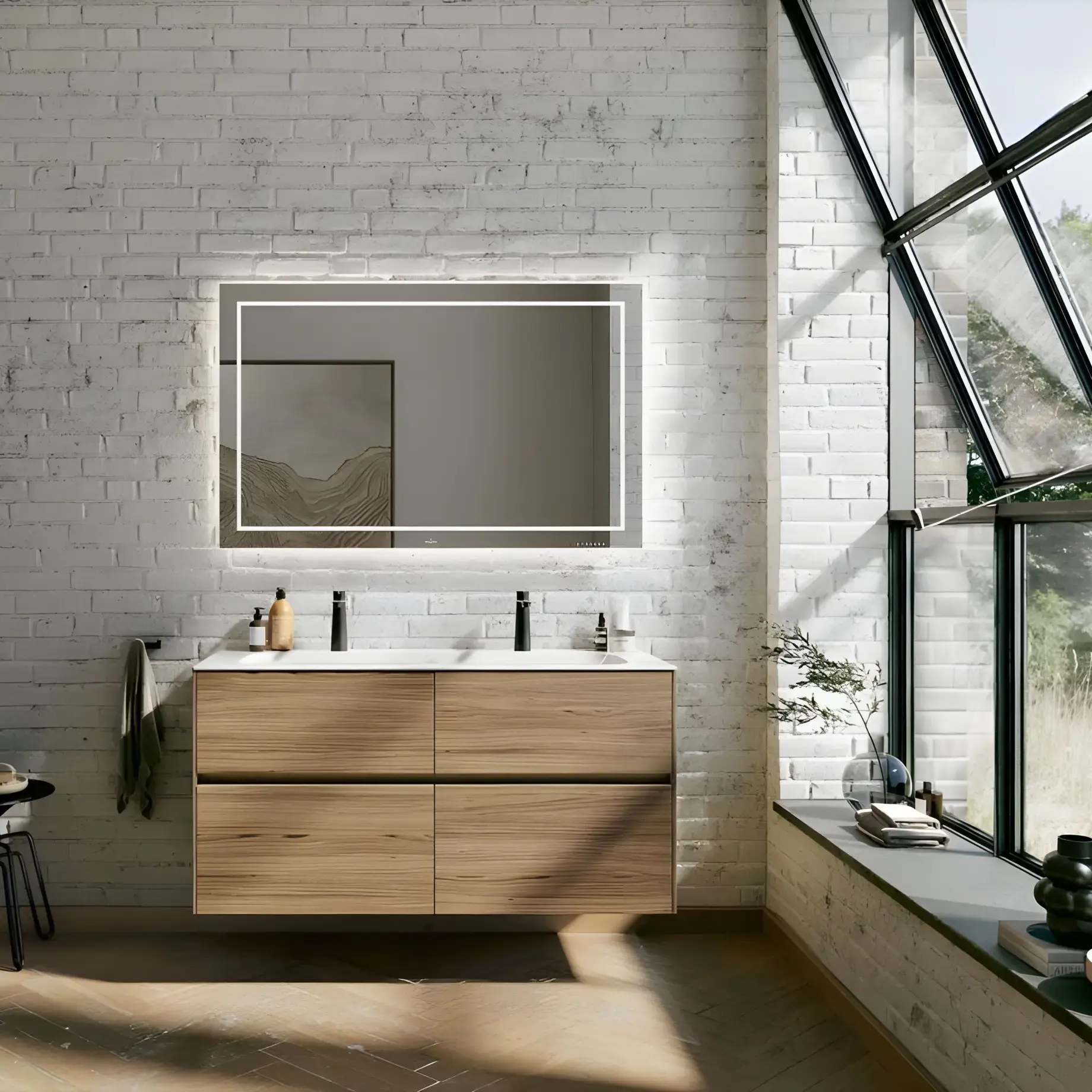 Умивальник Finion Villeroy & Boch 4164C1R1 Alpine White CeramicPlus 120 х 50 см — бічний ракурс