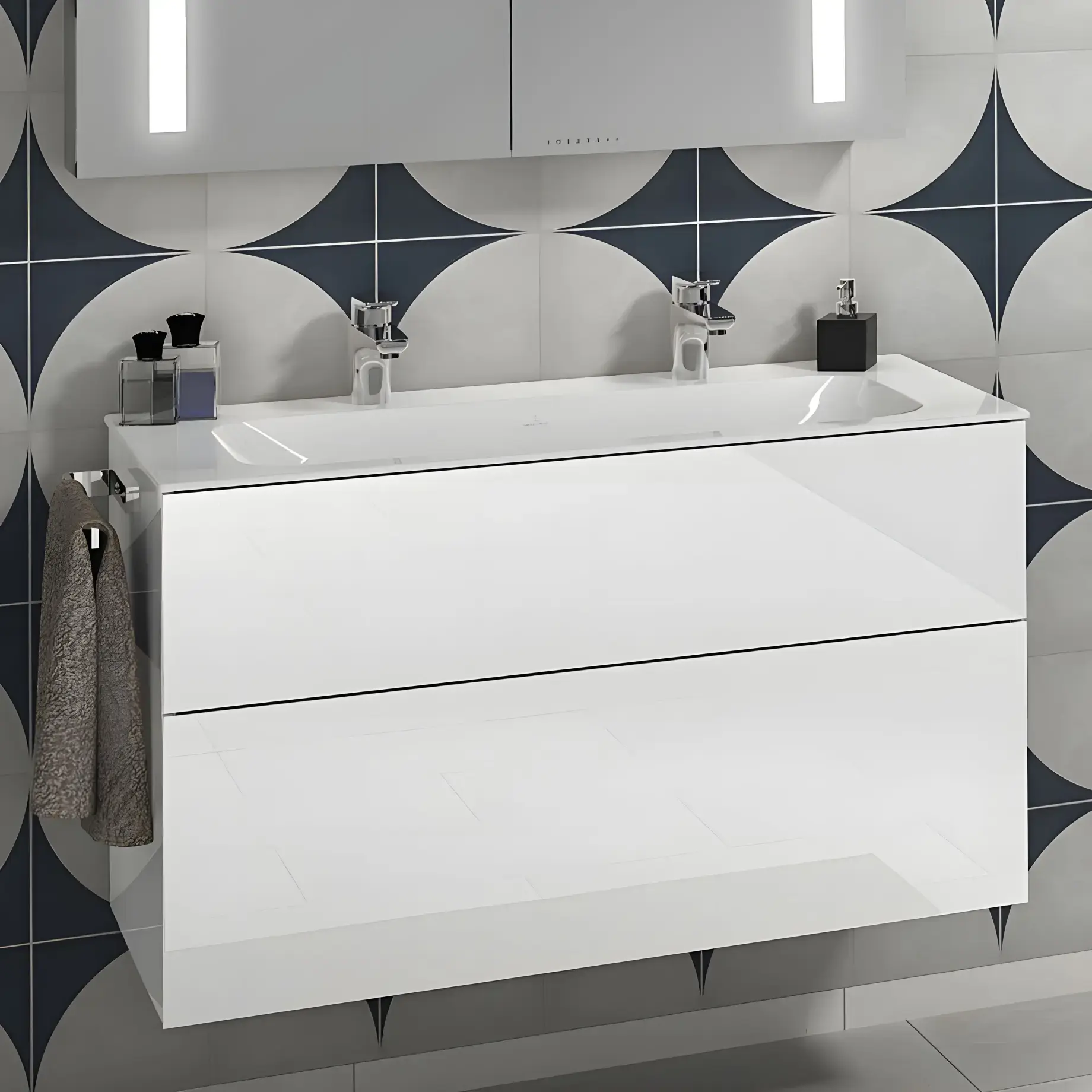 Умивальник Finion Villeroy & Boch 4164C1R1 Alpine White CeramicPlus 120 х 50 см — вид згори