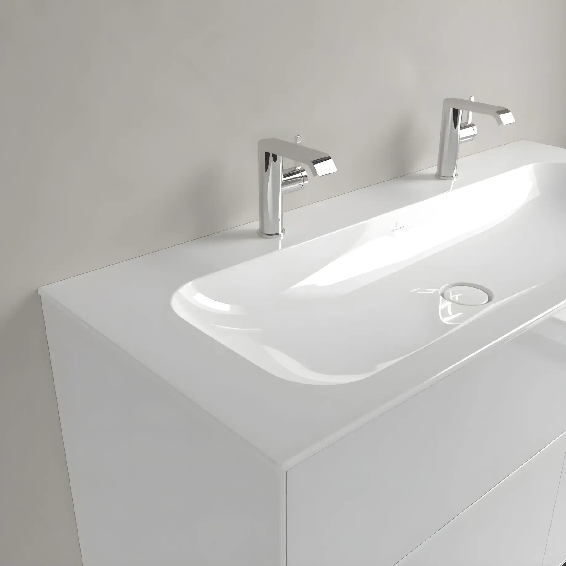 Умивальник Finion Villeroy & Boch 4164C1R1 Alpine White CeramicPlus 120 х 50 см — вид всередину