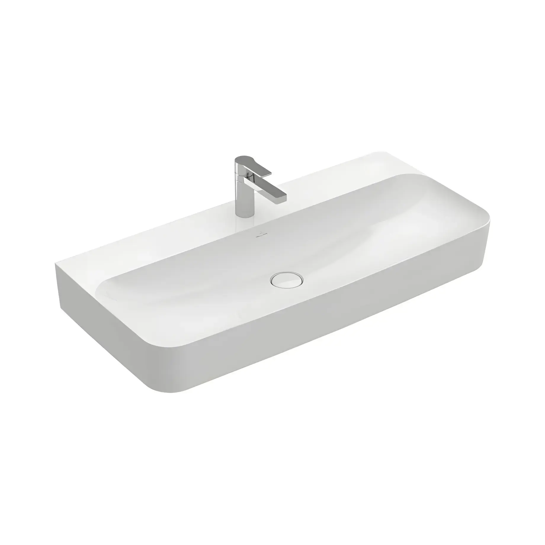 Умивальник Finion Villeroy & Boch 41681BR1 Alpine White CeramicPlus 100 х 47 см — вид на білому тлі