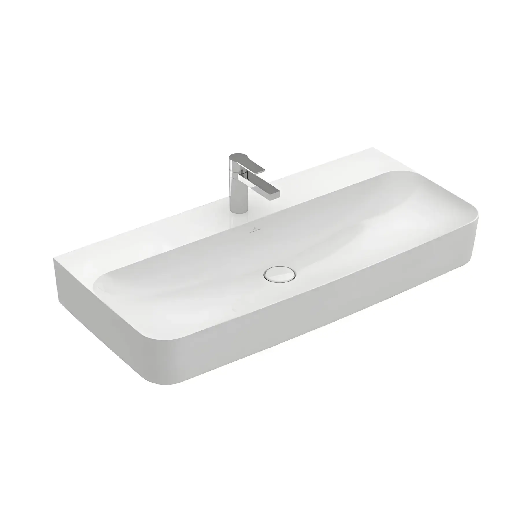 Умивальник Finion Villeroy & Boch 41681HR1 Alpine White CeramicPlus 100 х 47 см — вид на білому тлі