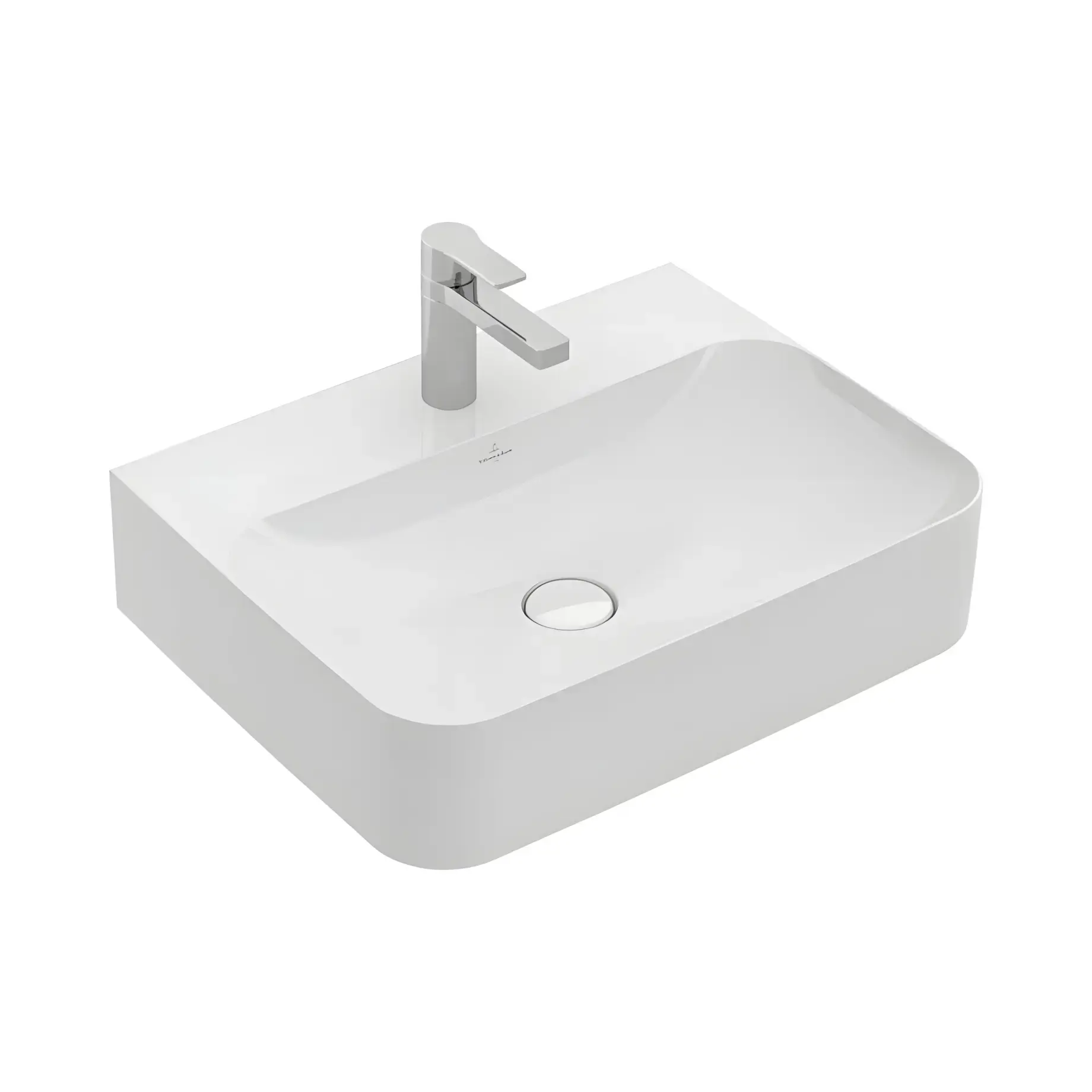 Умивальник Finion Villeroy & Boch 416861R1 Alpine White CeramicPlus 60 х 47 см — вид на білому тлі