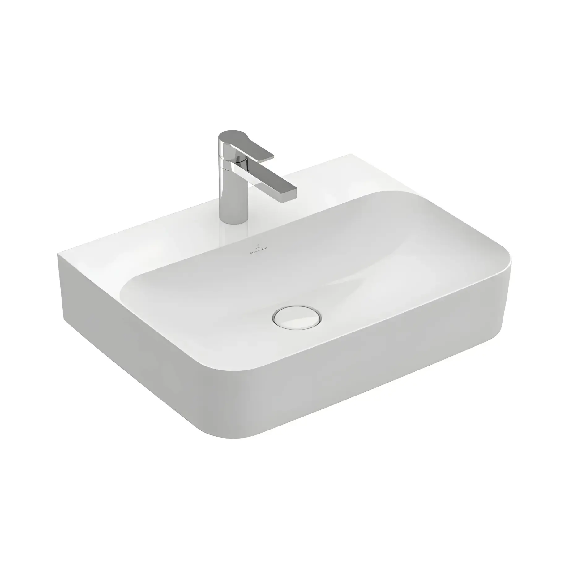 Умивальник Finion Villeroy & Boch 41686CR1 Alpine White CeramicPlus 60 х 47 см — вид на білому тлі