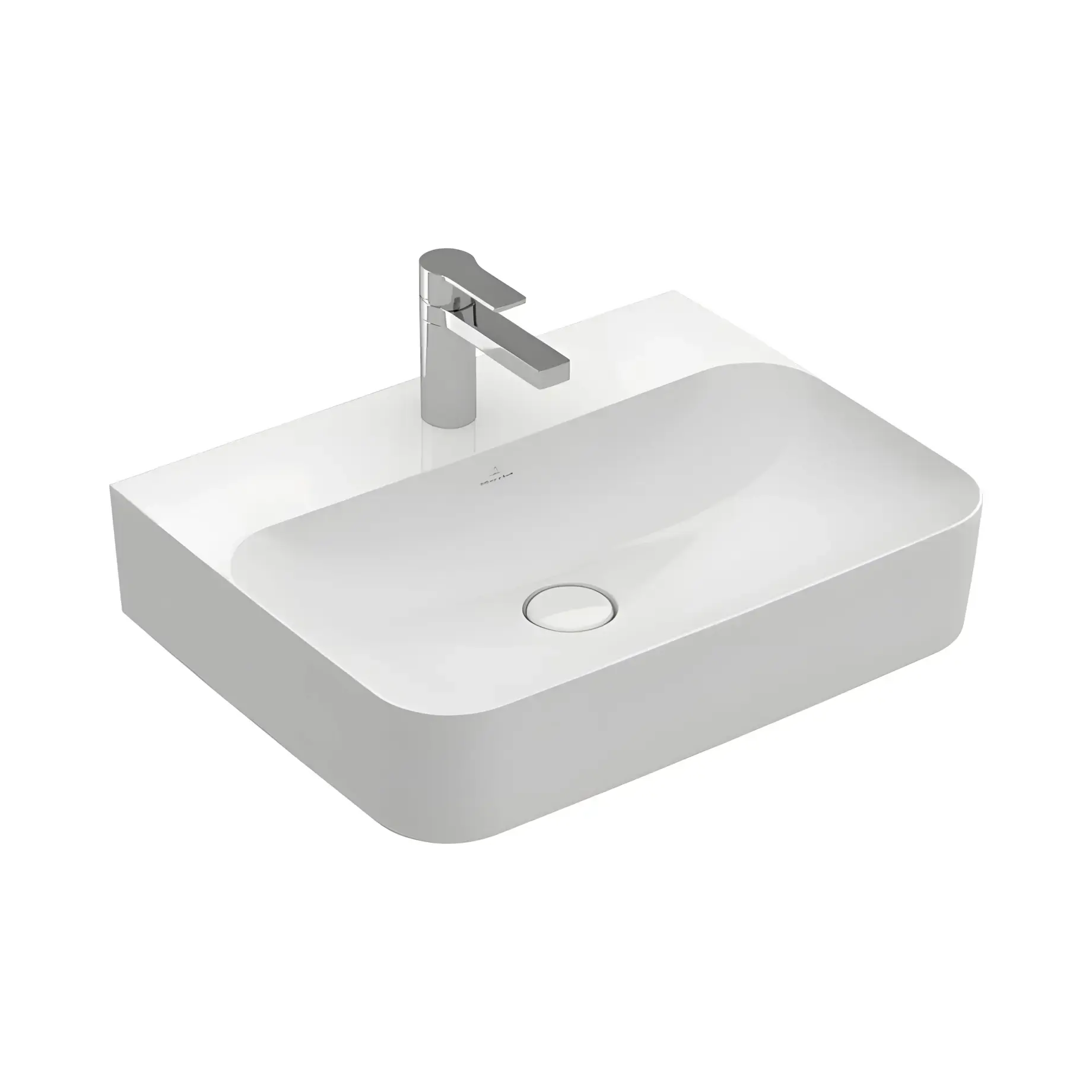 Умивальник Finion Villeroy & Boch 41686LR1 Alpine White CeramicPlus 60 х 47 см — вид на білому тлі