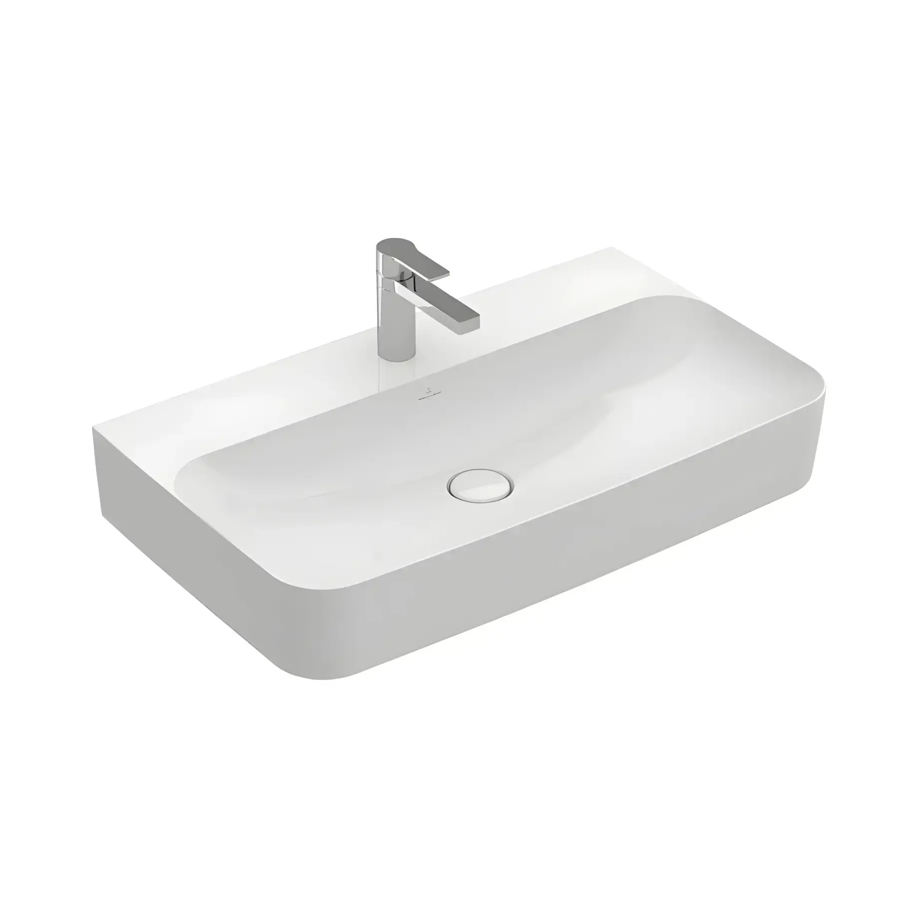 Умивальник Finion Villeroy & Boch 41688LR1 Alpine White CeramicPlus 80 х 47 см — вид на білому тлі