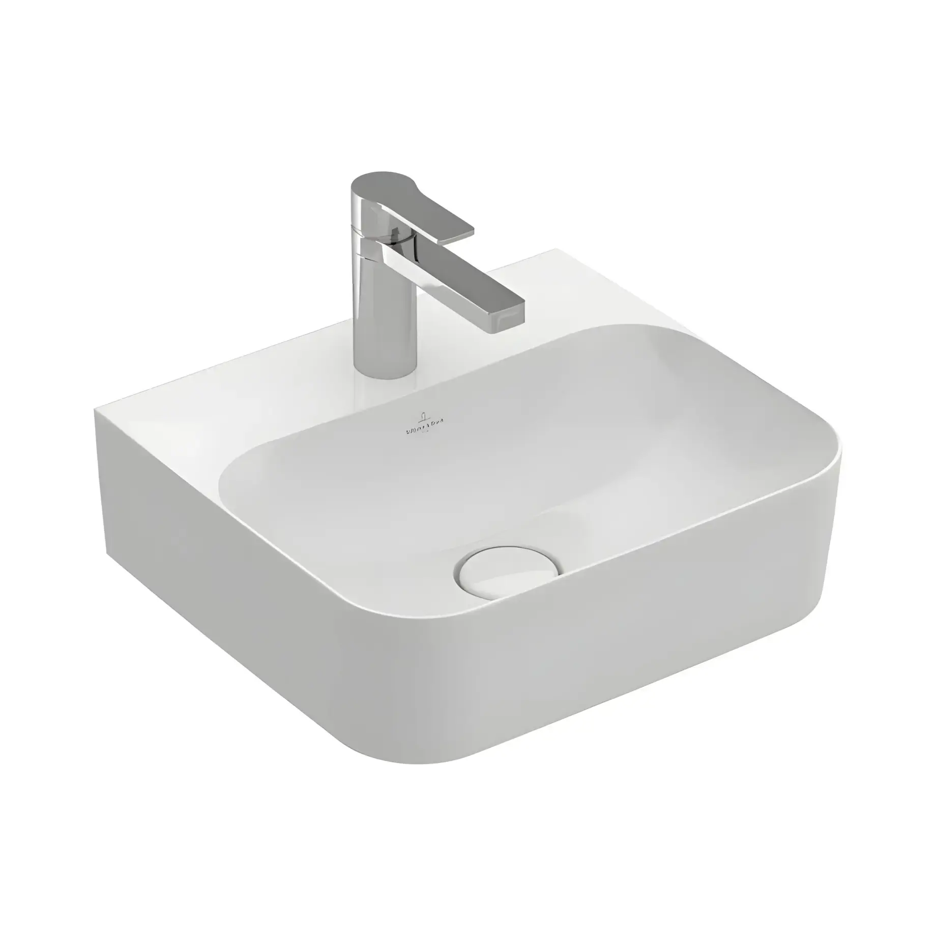 Умивальник Finion Villeroy & Boch 436443R1 Alpine White CeramicPlus 43 х 39 см — вид на білому тлі