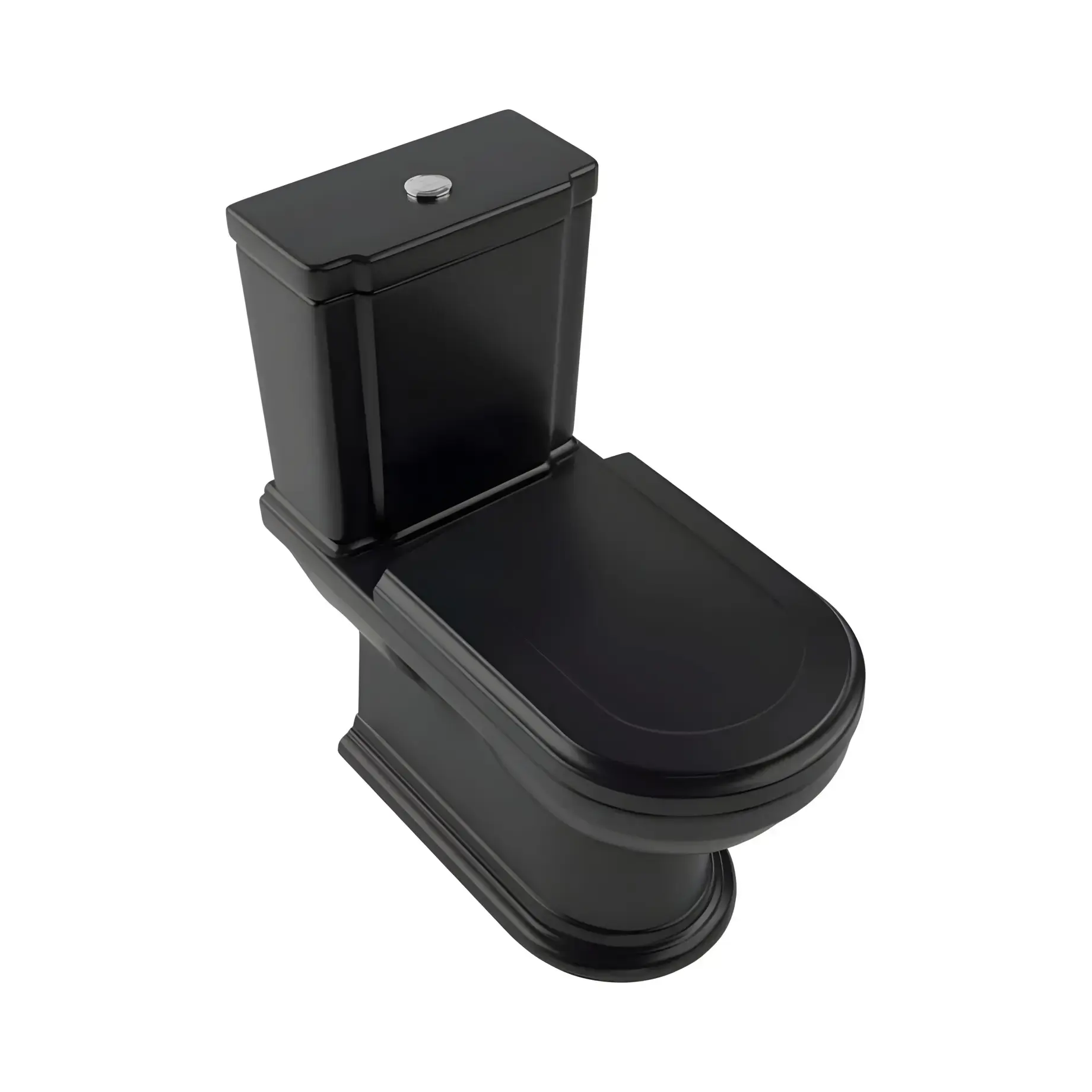 Унітаз-компакт Hommage Villeroy & Boch 666210R7 + 772111R7 Pure Black CeramicPlus 37 х 72.5 см — вид на білому тлі