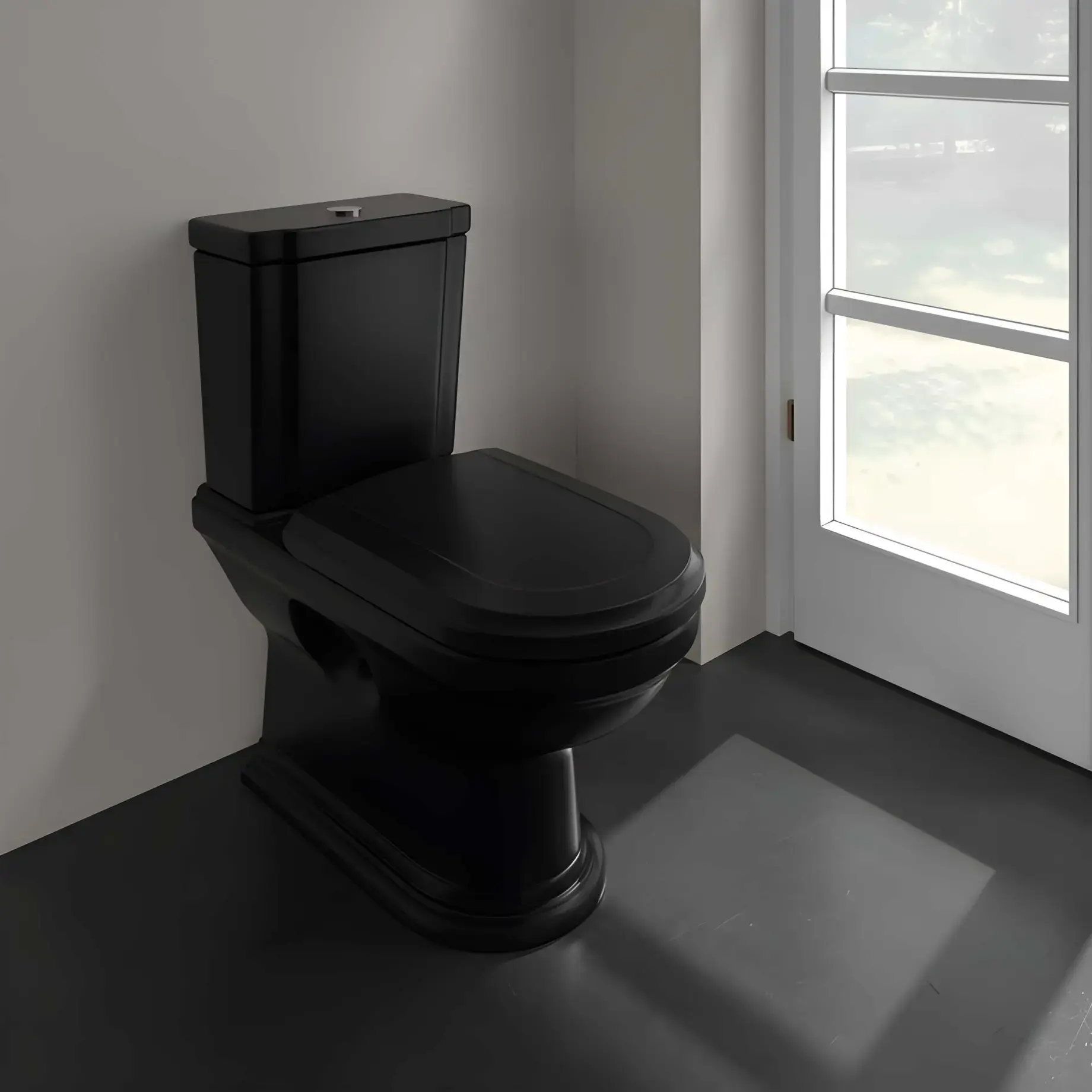 Унітаз-компакт Hommage Villeroy & Boch 666210R7 + 772111R7 Pure Black CeramicPlus — бічний ракурс