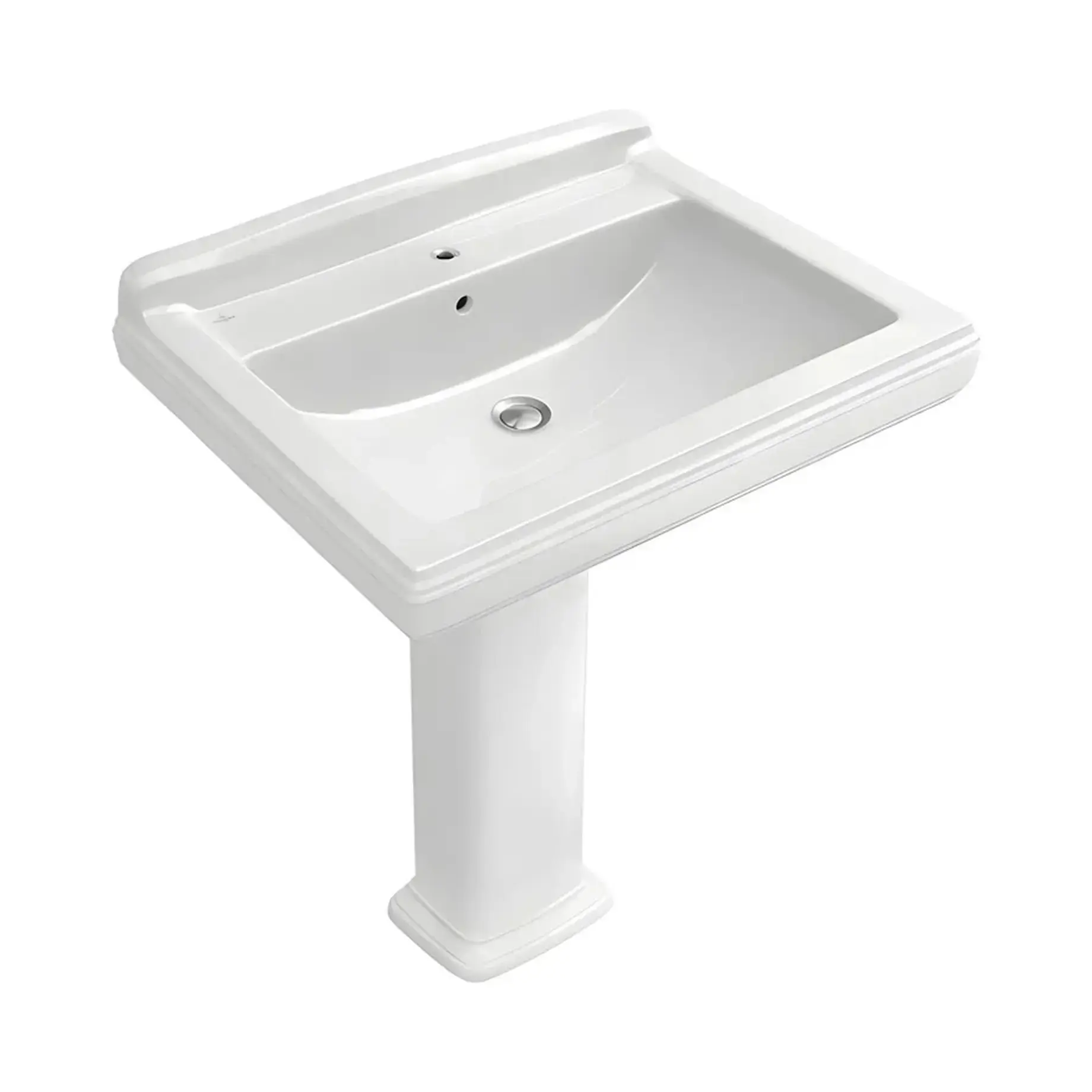 Умивальник підвісний Hommage з п'єдесталом Villeroy & Boch 710165R2 + 723200R2 — вид на білому тлі