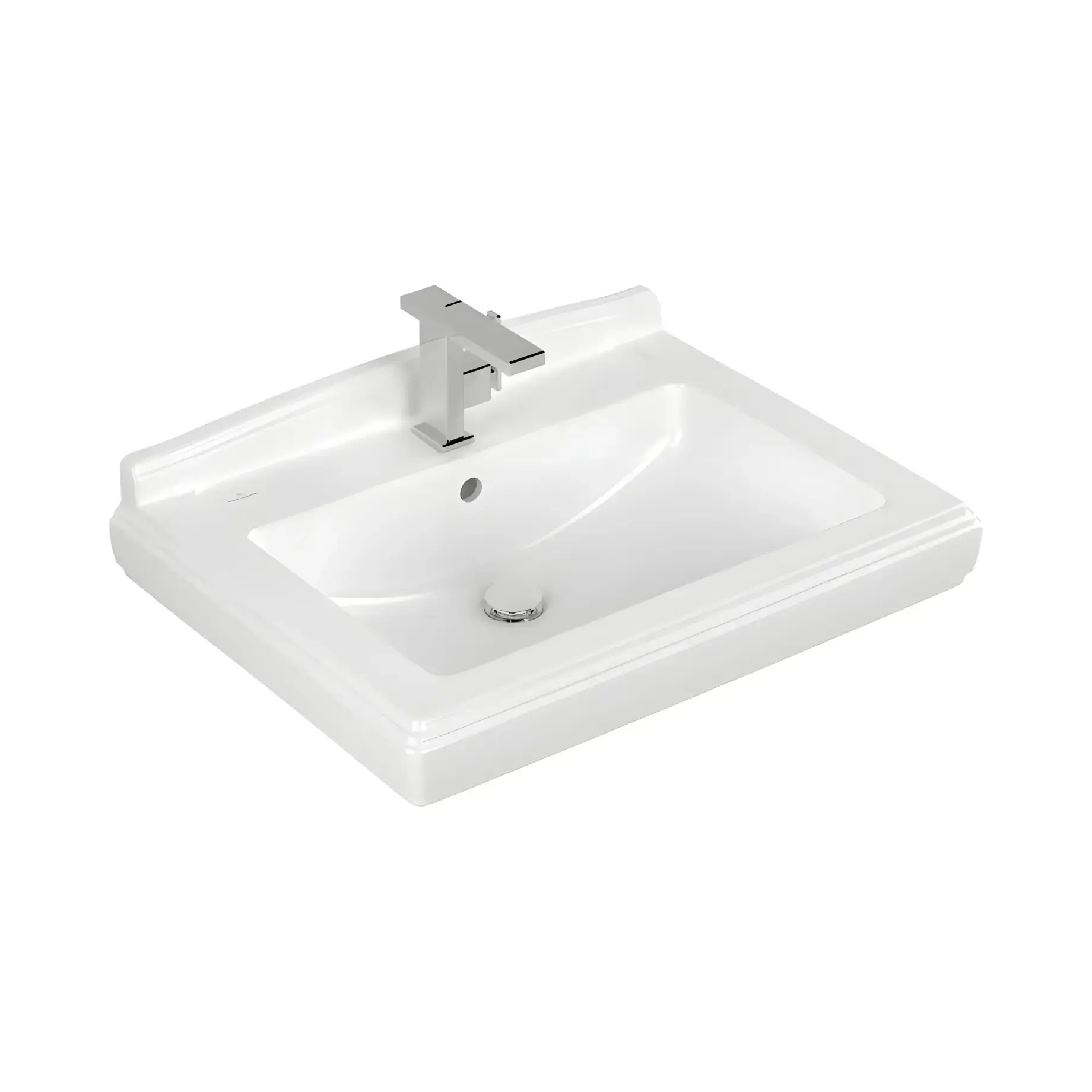 Умивальник Hommage Villeroy & Boch 710175R1 Alpine White CeramicPlus 75 х 58 см — вид на білому тлі
