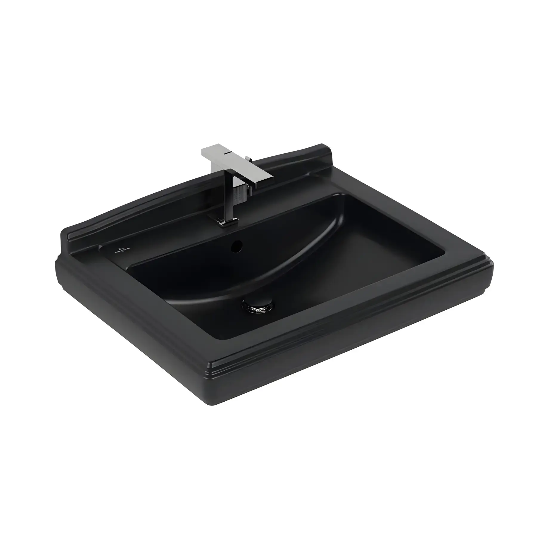 Умивальник Hommage Villeroy & Boch 710175R7 Pure Black CeramicPlus — вид на білому тлі