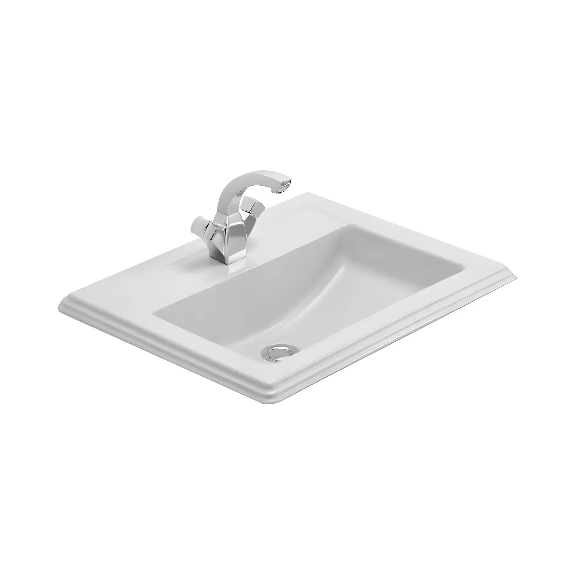 Умивальник Hommage Villeroy & Boch 710263R1 Alpine White CeramicPlus 63 х 52.5 см — вид на білому тлі