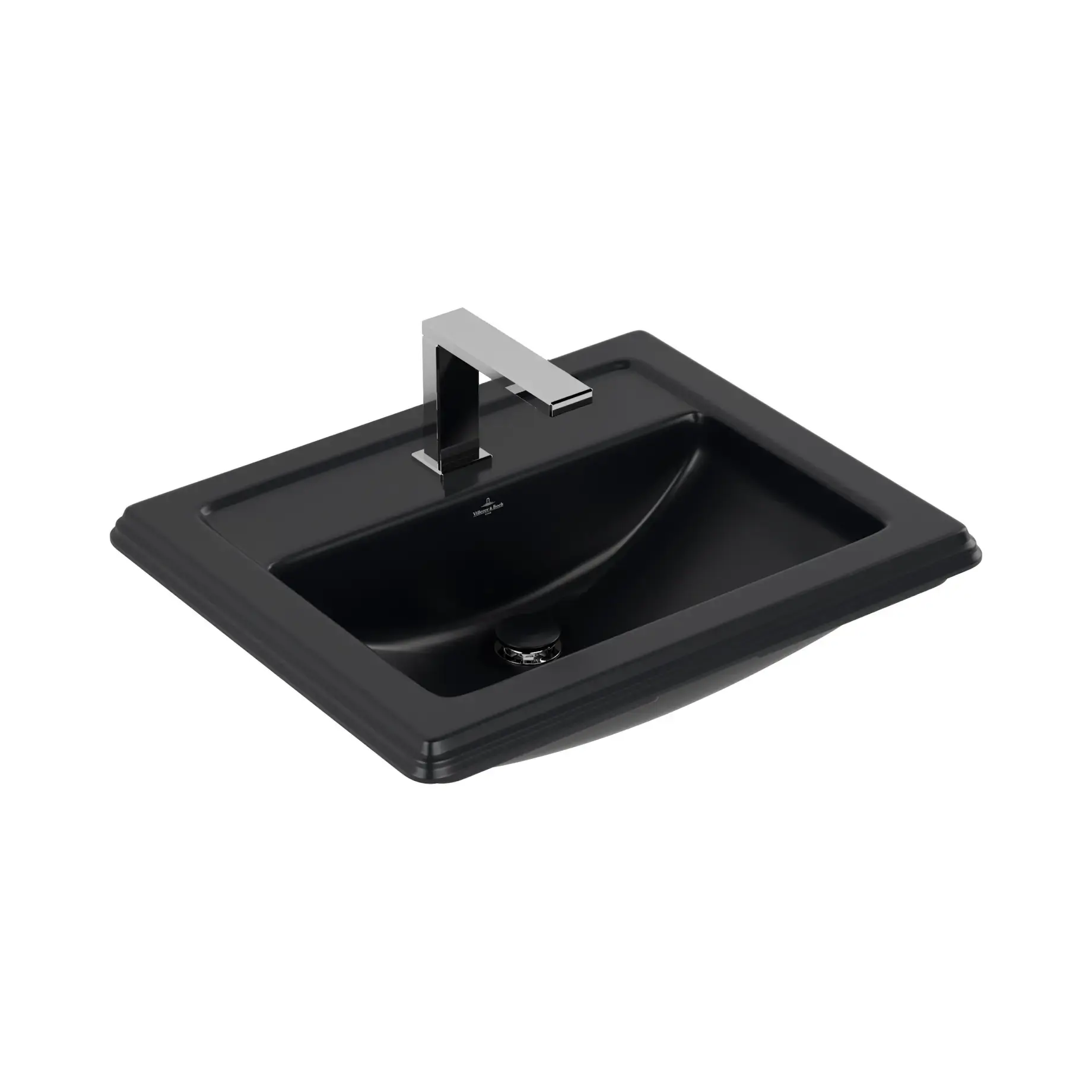 Умивальник Hommage Villeroy & Boch 710263R7 Pure Black CeramicPlus 63 х 52.5 см — вид на білому тлі