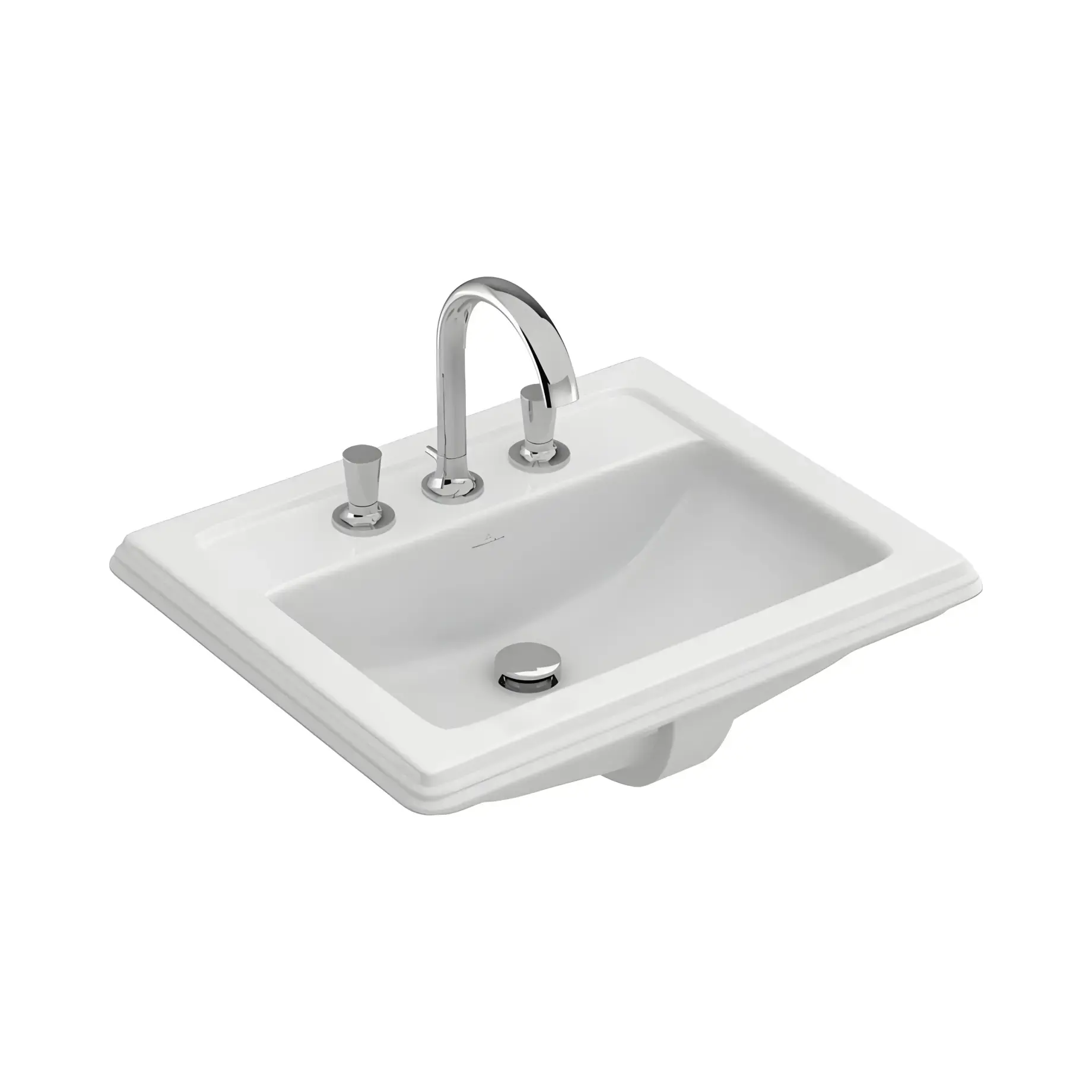 Умивальник Hommage Villeroy & Boch 7102A1R1 Alpine White CeramicPlus 63 х 52.5 см — вид на білому тлі