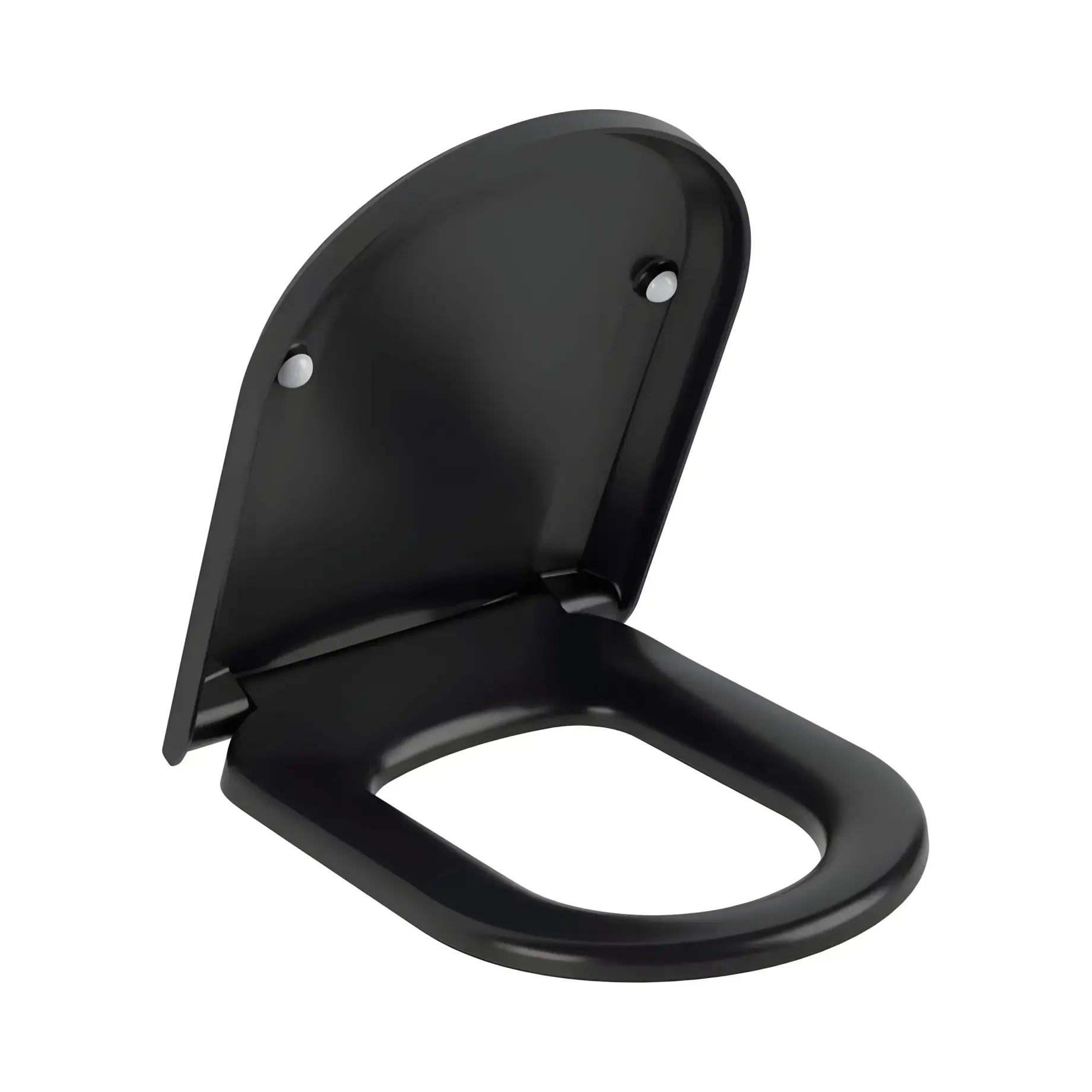 Сидіння з кришкою для унітазу (SoftClosing і QuickRelease) Hommage Villeroy & Boch 8809S1R7 Pure Black 43 x 48.5 см — вид на білому тлі