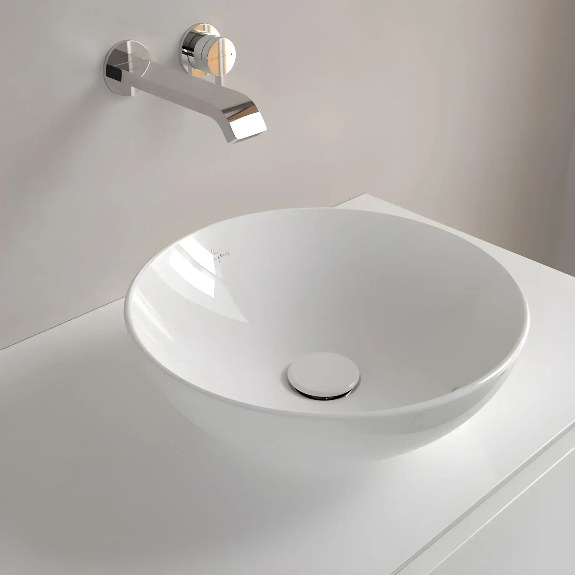 Умивальник Loop & Friends Villeroy & Boch 4A450001 Alpine White — в інтерʼєрі ванної кімнати