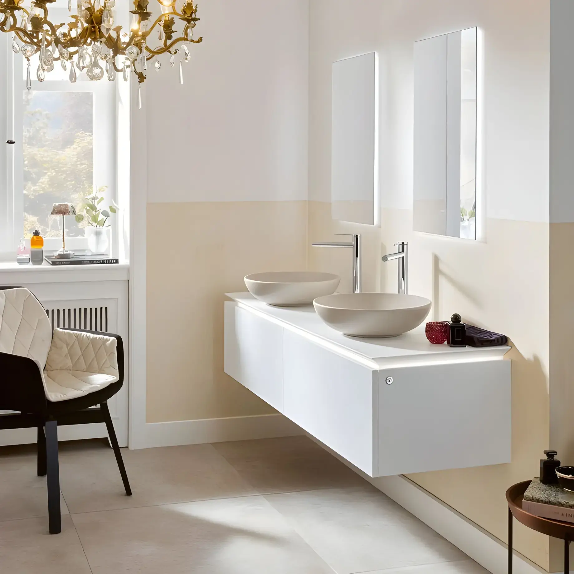 Умивальник Loop & Friends Villeroy & Boch 4A4500AM Almond CeramicPlus — бічний ракурс