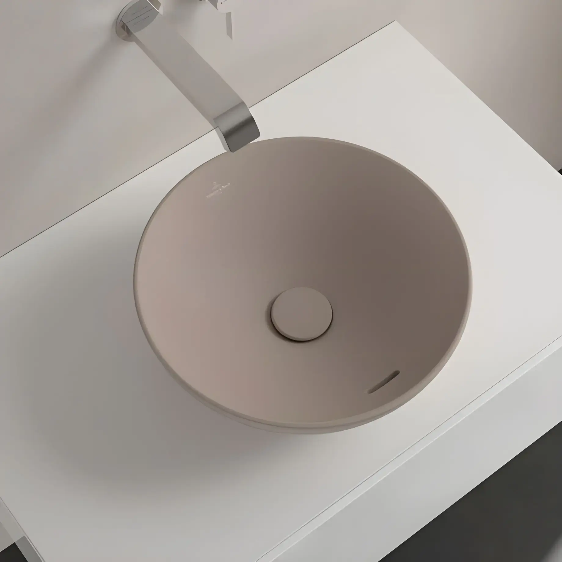 Умивальник Loop & Friends Villeroy & Boch 4A4500AM Almond CeramicPlus — вид ззаду
