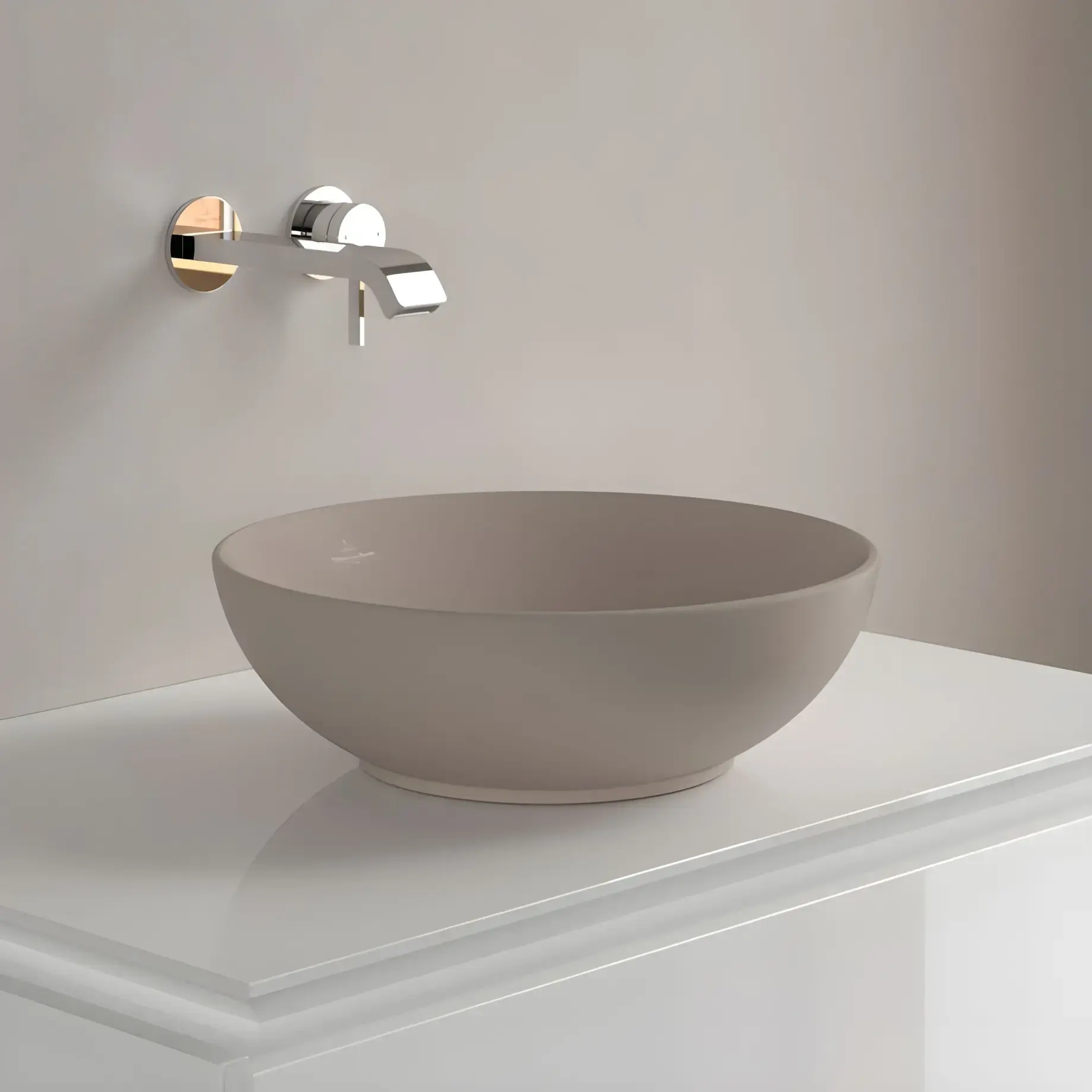 Умивальник Loop & Friends Villeroy & Boch 4A4500AM Almond CeramicPlus — ракурс 3/4