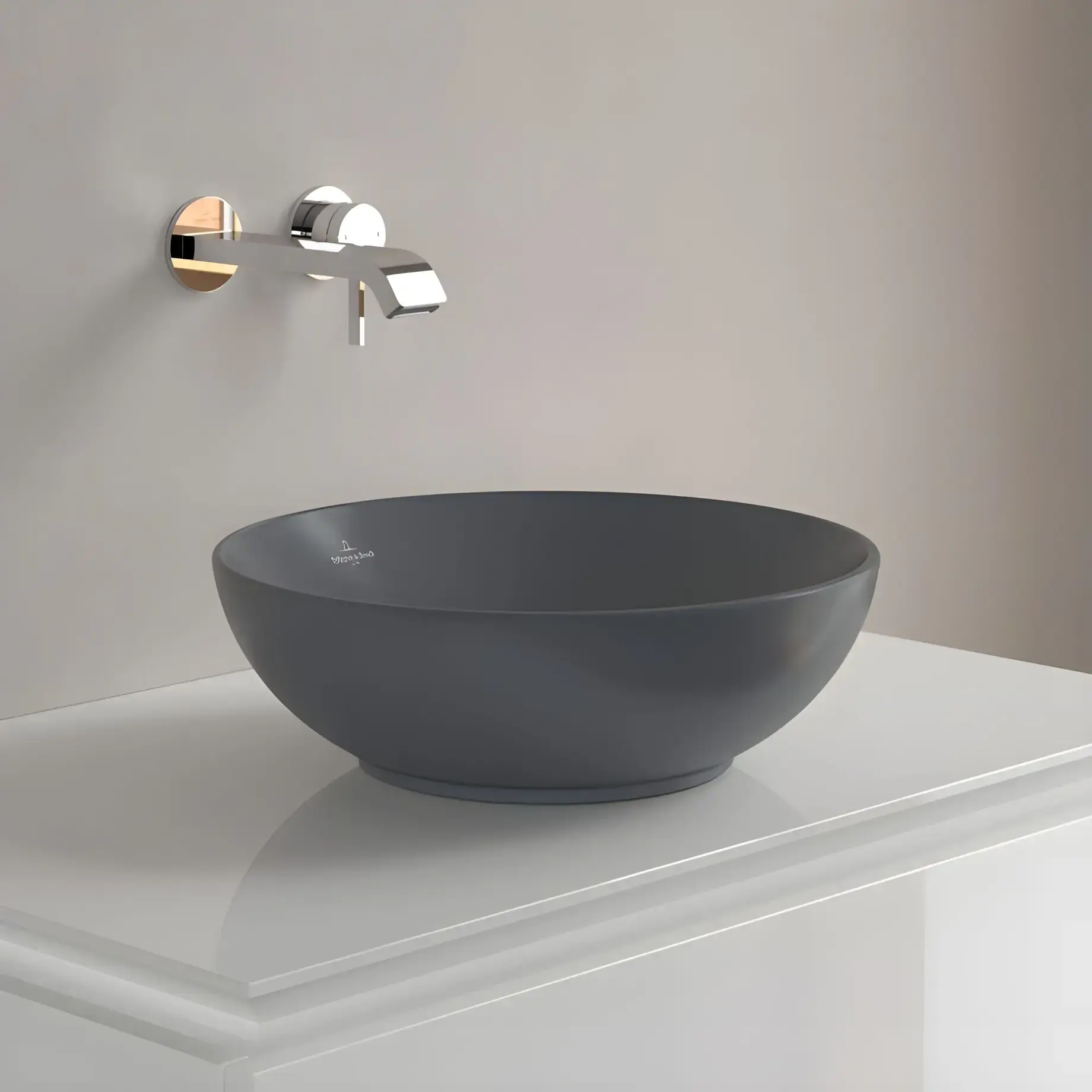 Умивальник Loop & Friends Villeroy & Boch 4A4500i4 Graphite CeramicPlus — бічний ракурс