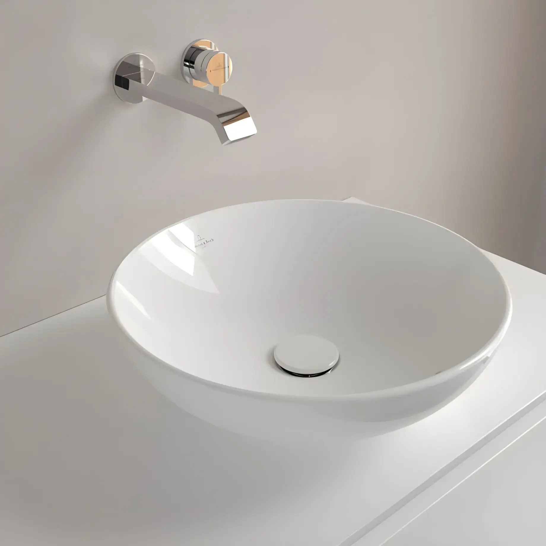 Умивальник Loop & Friends Villeroy & Boch 4A460001 Alpine White — деталь крупним планом