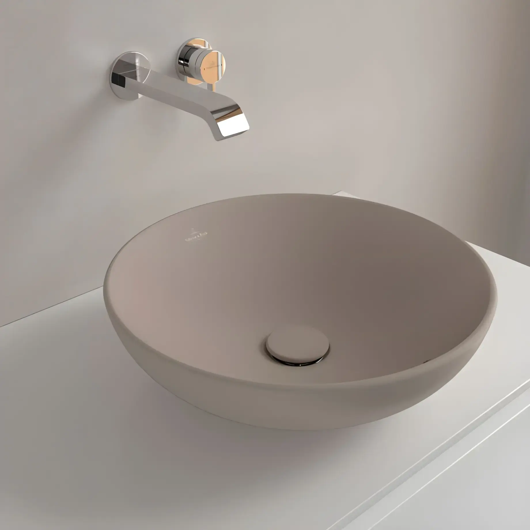Умивальник Loop & Friends Villeroy & Boch 4A4600AM Almond CeramicPlus — технічне креслення з розмірами