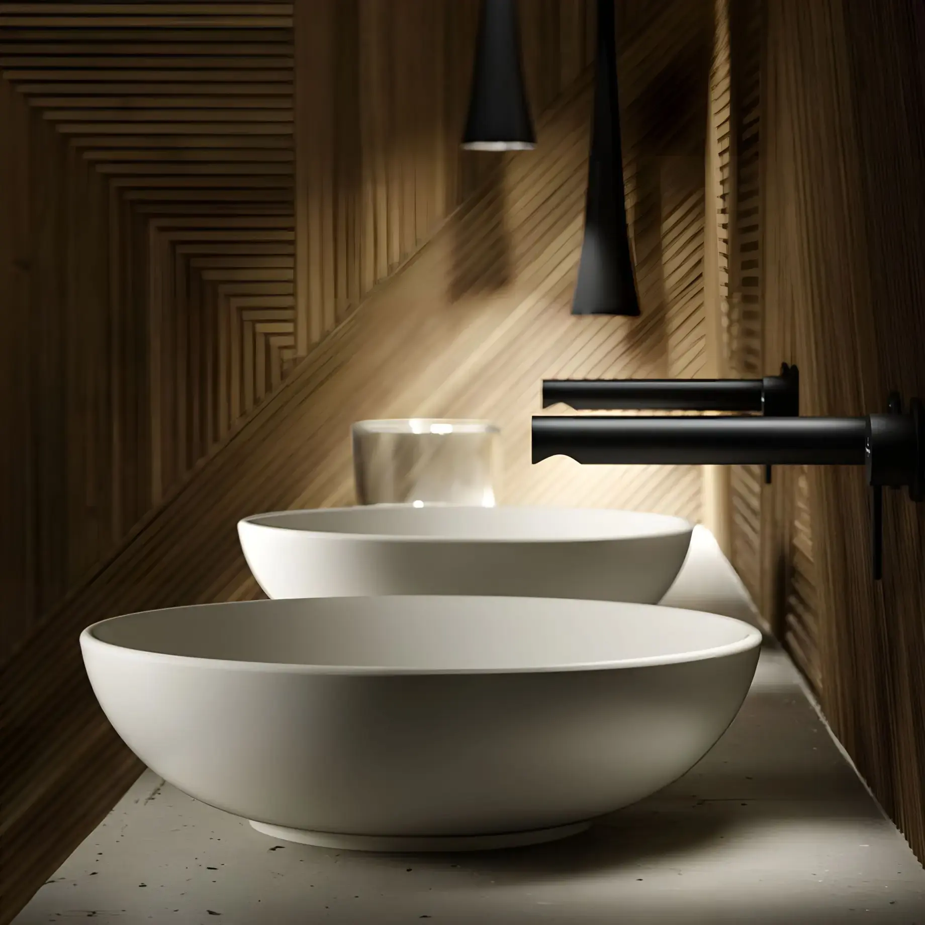 Умивальник Loop & Friends Villeroy & Boch 4A4600AM Almond CeramicPlus — вид ззаду