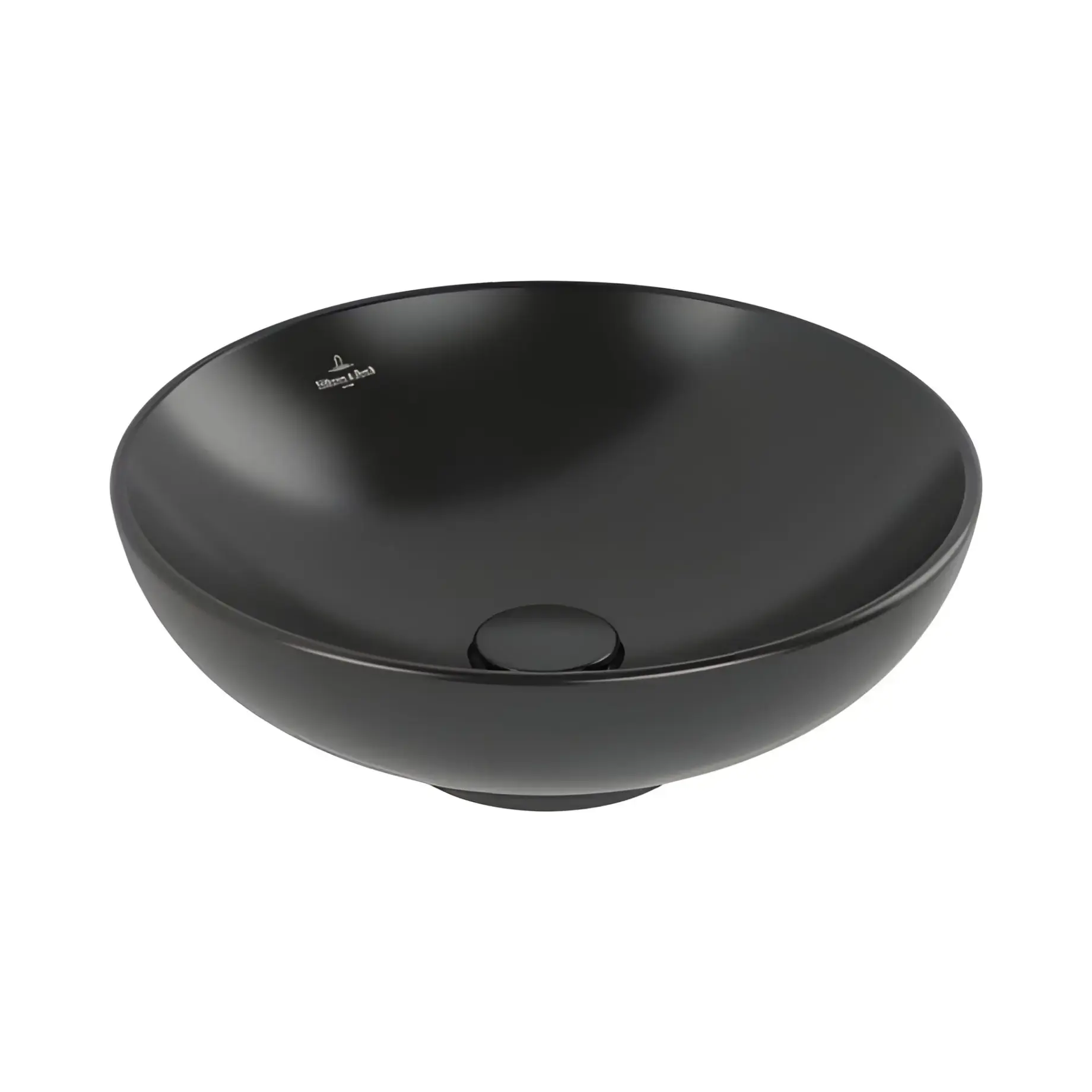 Умивальник Loop & Friends Villeroy & Boch 4A4600R7 Pure Black CeramicPlus 42 х 42 см — вид на білому тлі
