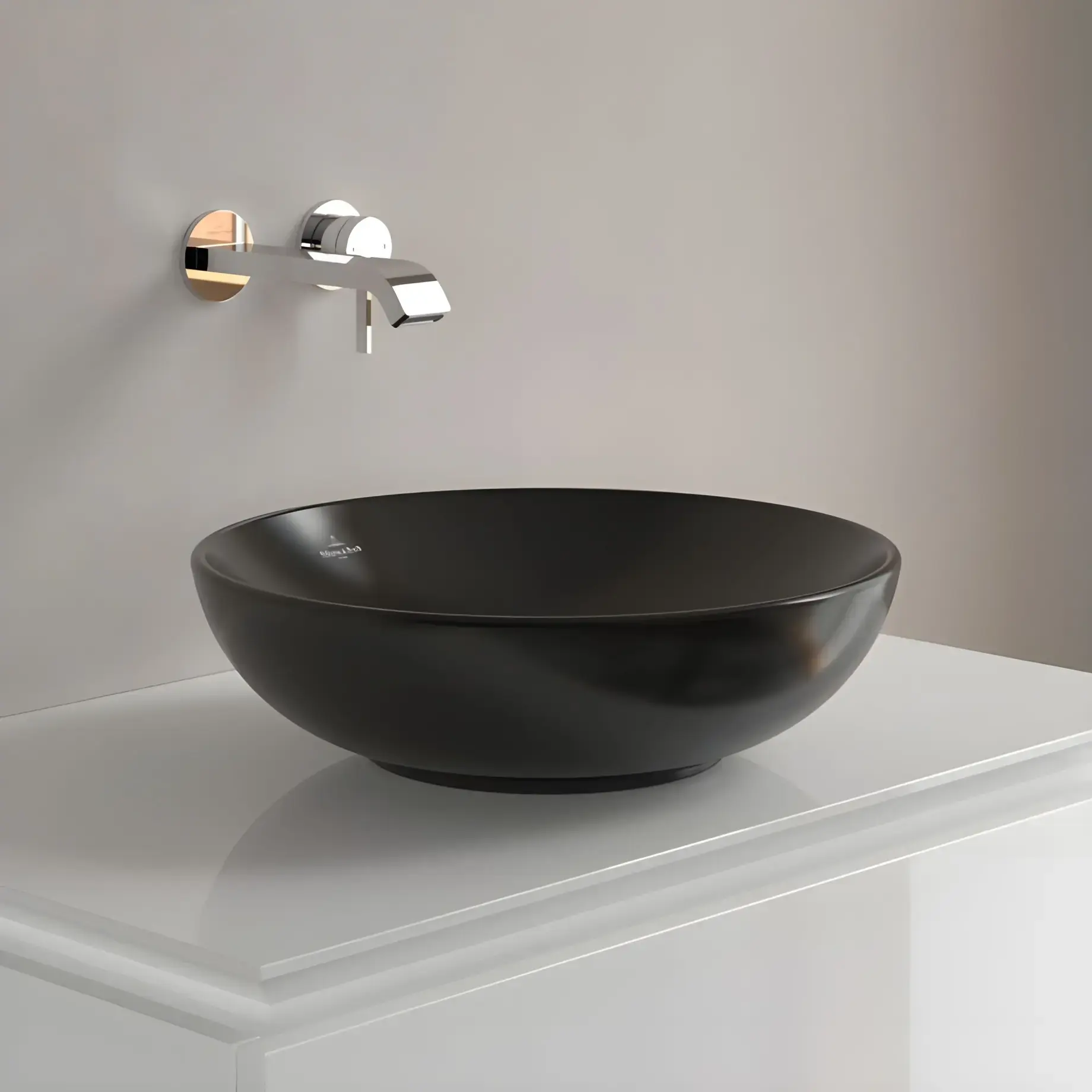 Умивальник Loop & Friends Villeroy & Boch 4A4600S5 Ebony CeramicPlus — бічний ракурс