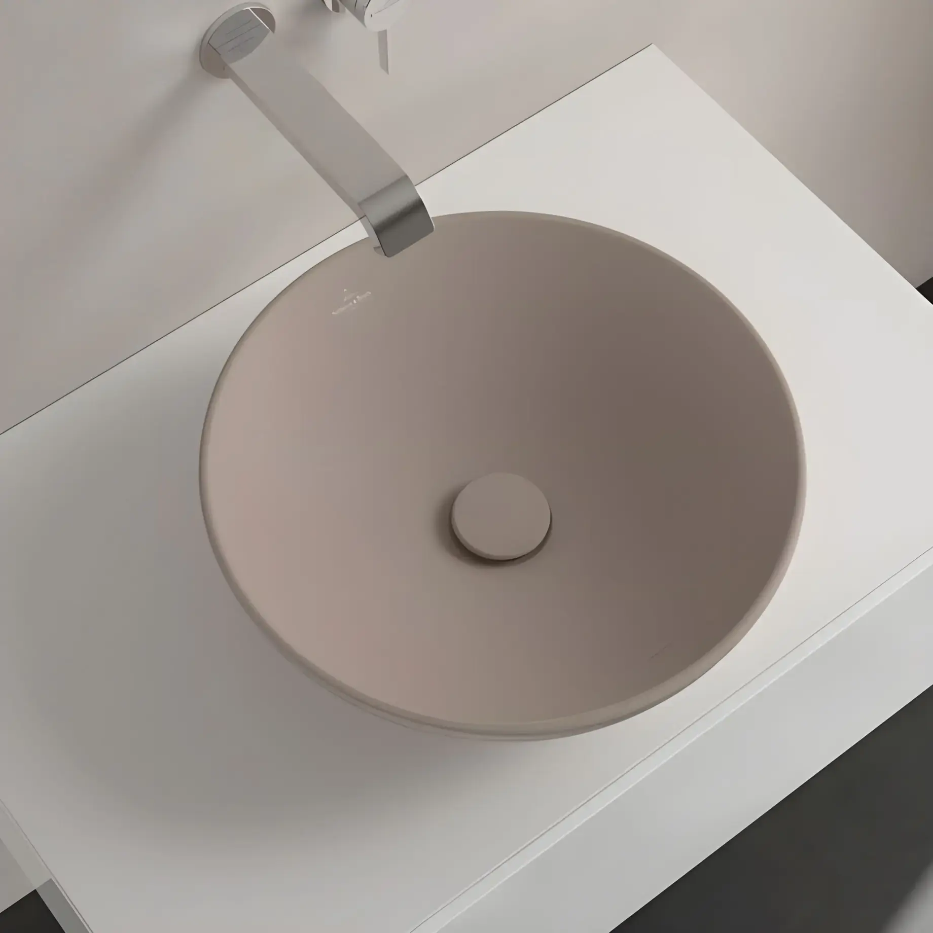 Умивальник Loop & Friends Villeroy & Boch 4A4601AM Almond CeramicPlus — в інтерʼєрі ванної кімнати