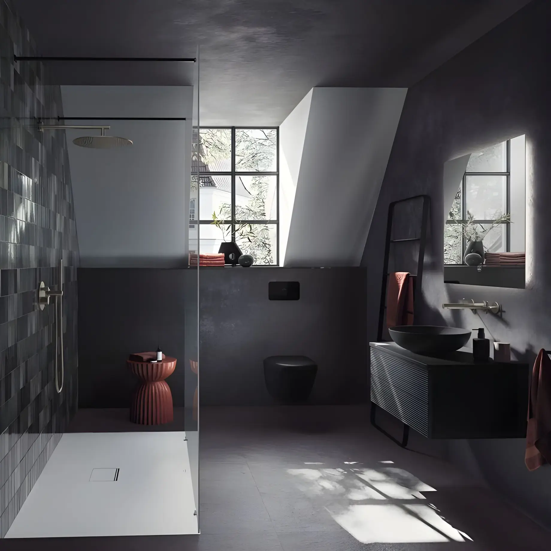 Умивальник Loop & Friends Villeroy & Boch 4A4601R7 Pure Black CeramicPlus — вид спереду
