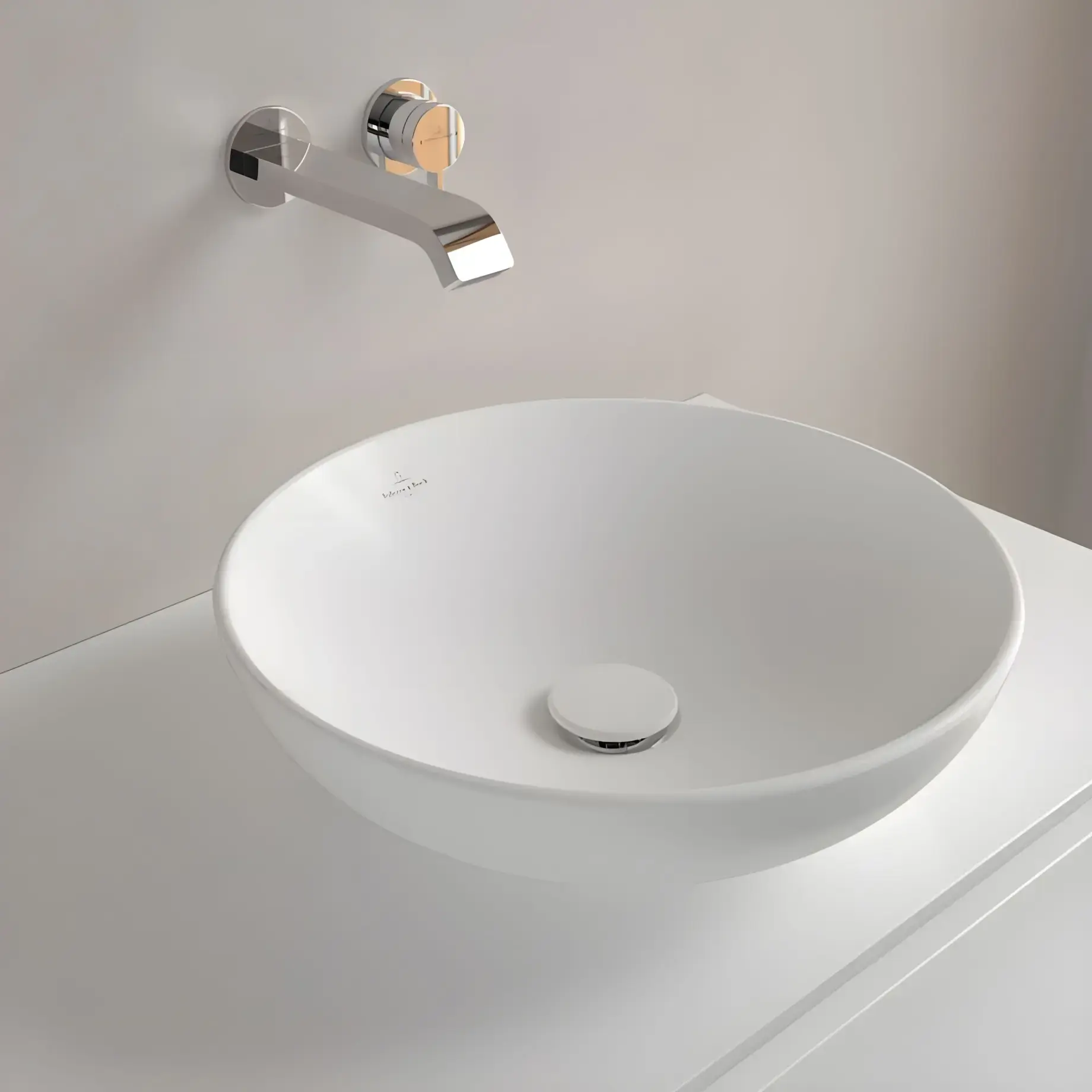 Умивальник Loop & Friends Villeroy & Boch 4A4601RW Stone White CeramicPlus — вид ззаду