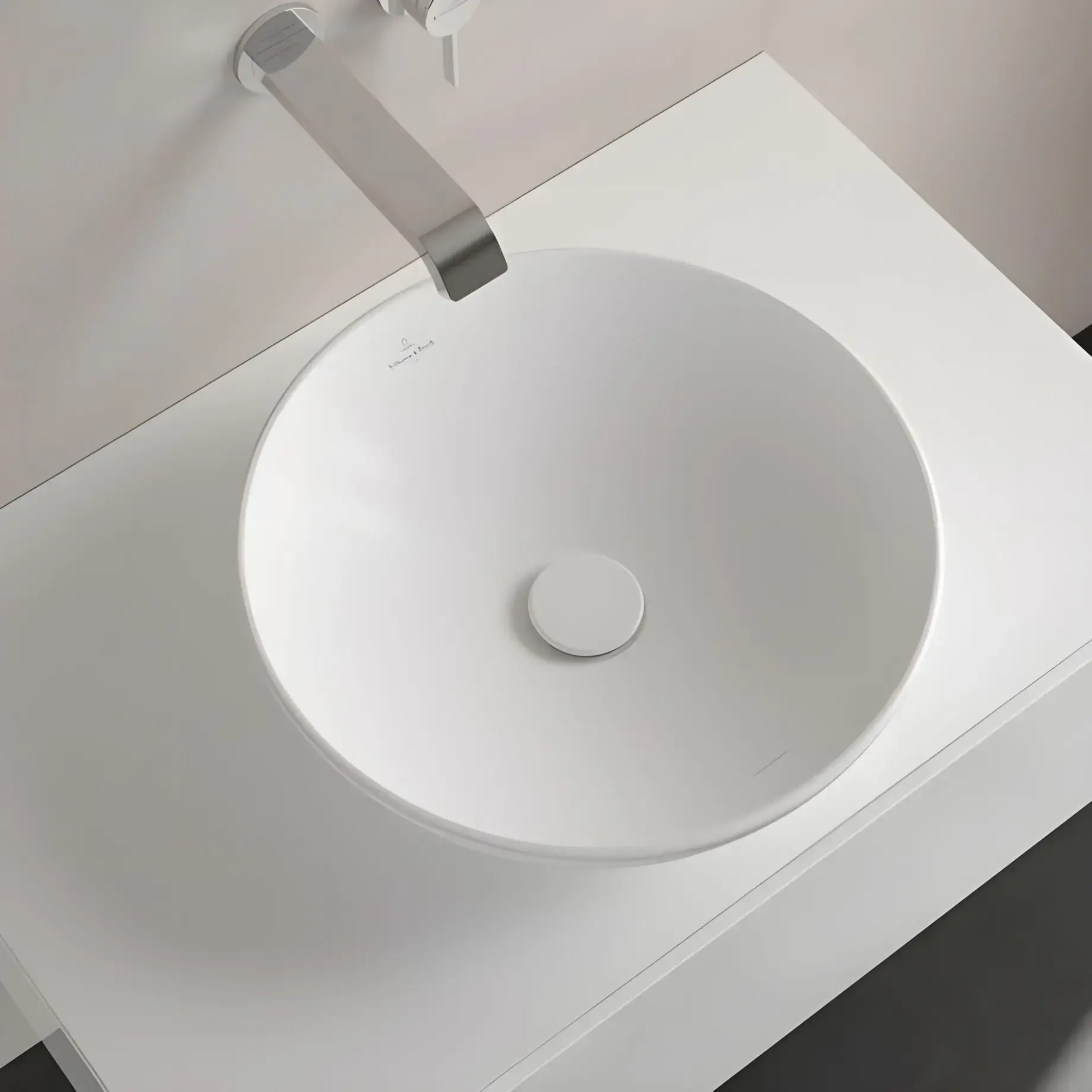 Умивальник Loop & Friends Villeroy & Boch 4A4601RW Stone White CeramicPlus — ракурс 3/4