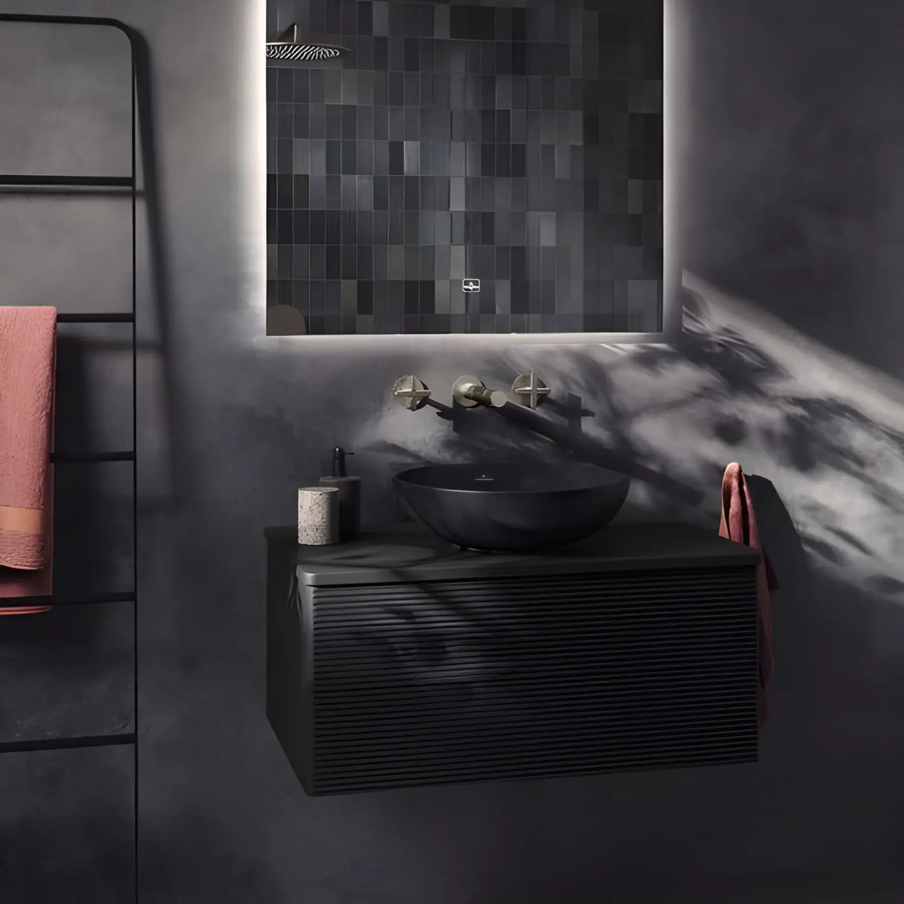 Умивальник Loop & Friends Villeroy & Boch 4A4601S5 Ebony CeramicPlus — бічний ракурс