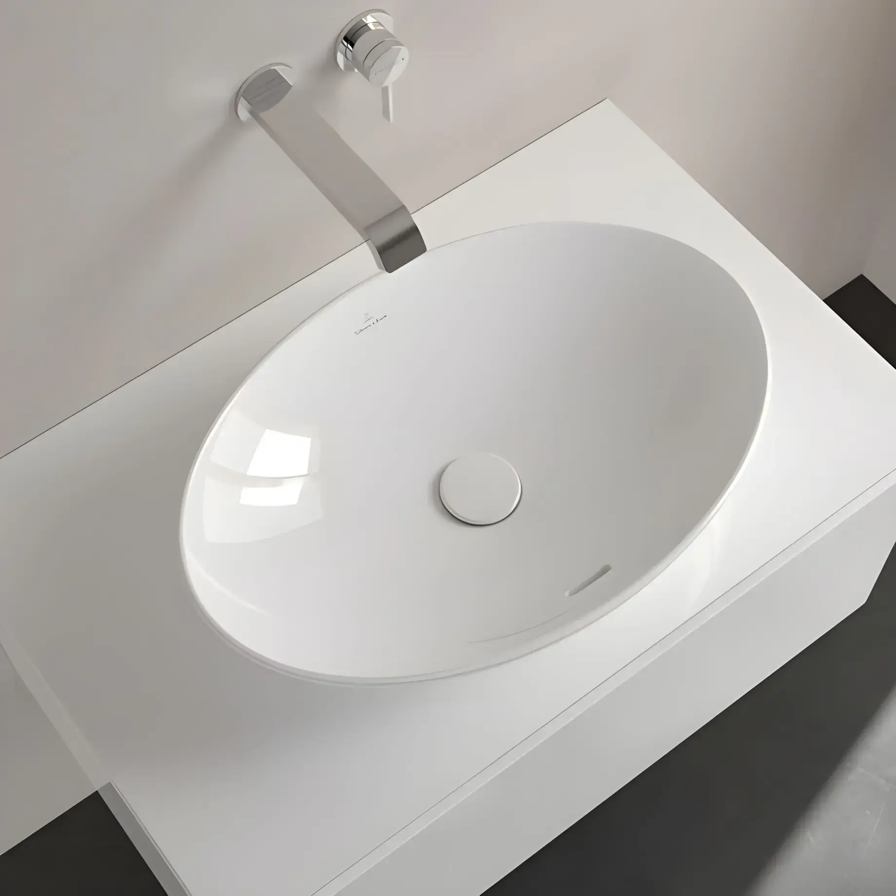 Умивальник Loop & Friends Villeroy & Boch 4A470001 Alpine White — бічний ракурс