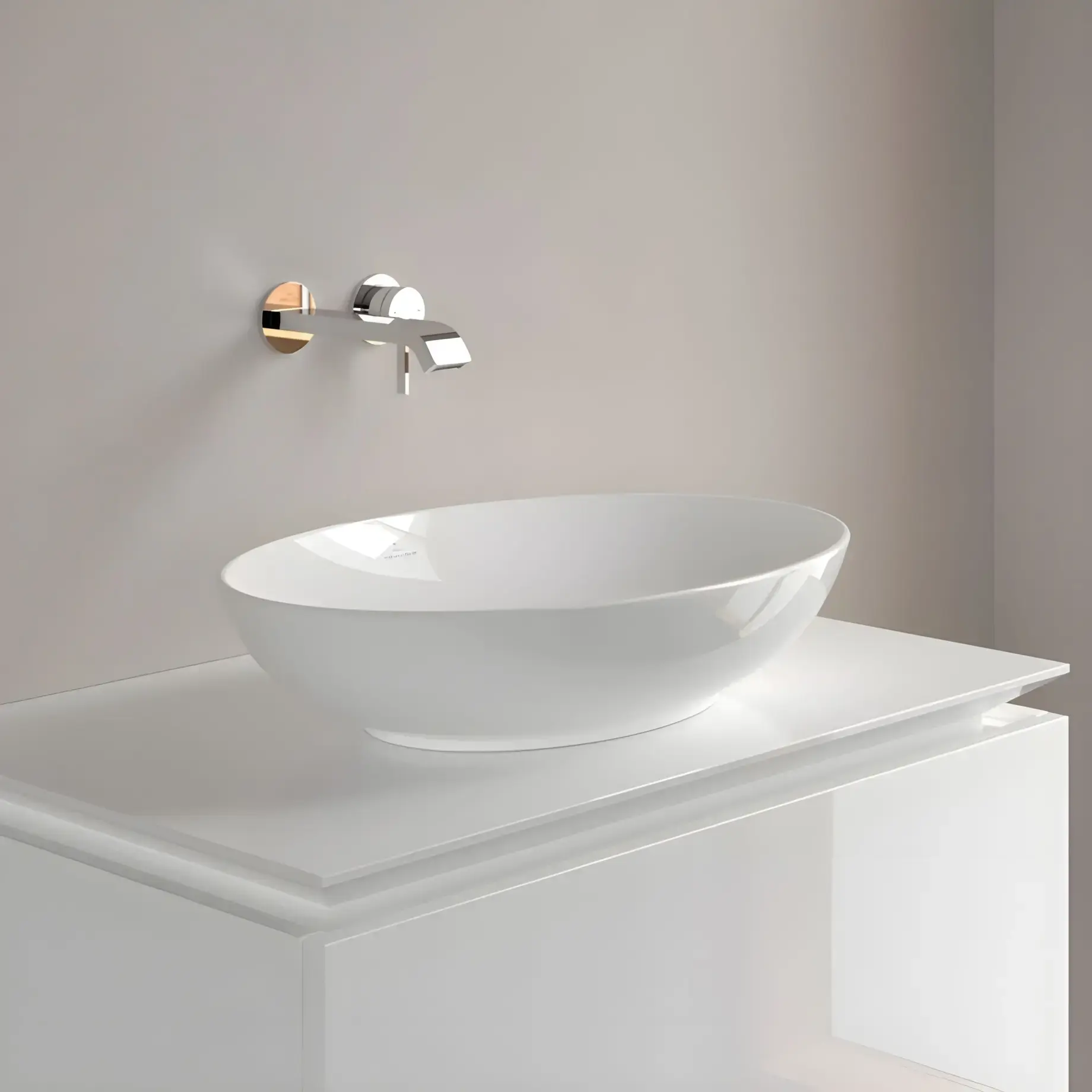 Умивальник Loop & Friends Villeroy & Boch 4A470001 Alpine White — вид ззаду