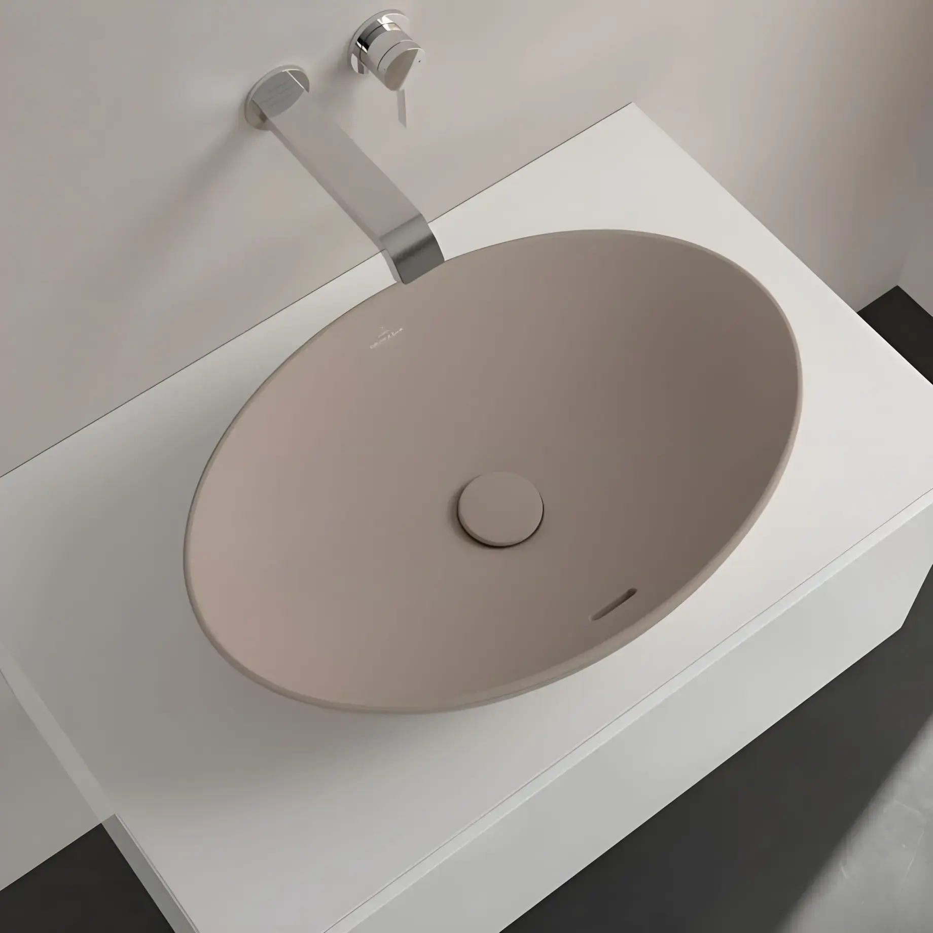 Умивальник Loop & Friends Villeroy & Boch 4A4700AM Almond CeramicPlus — вид спереду