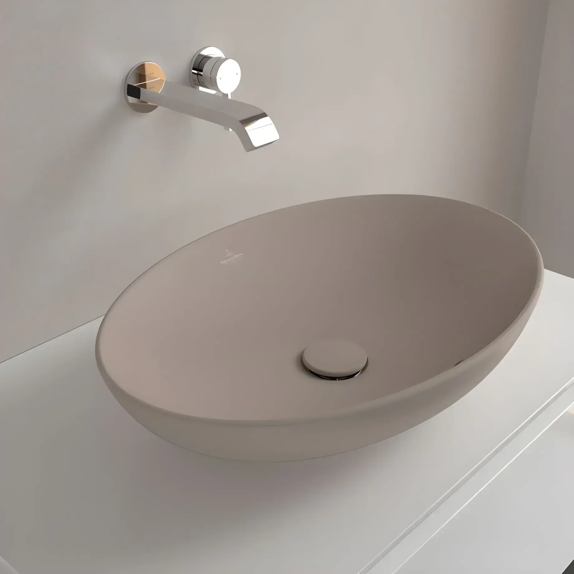 Умивальник Loop & Friends Villeroy & Boch 4A4700AM Almond CeramicPlus — бічний ракурс