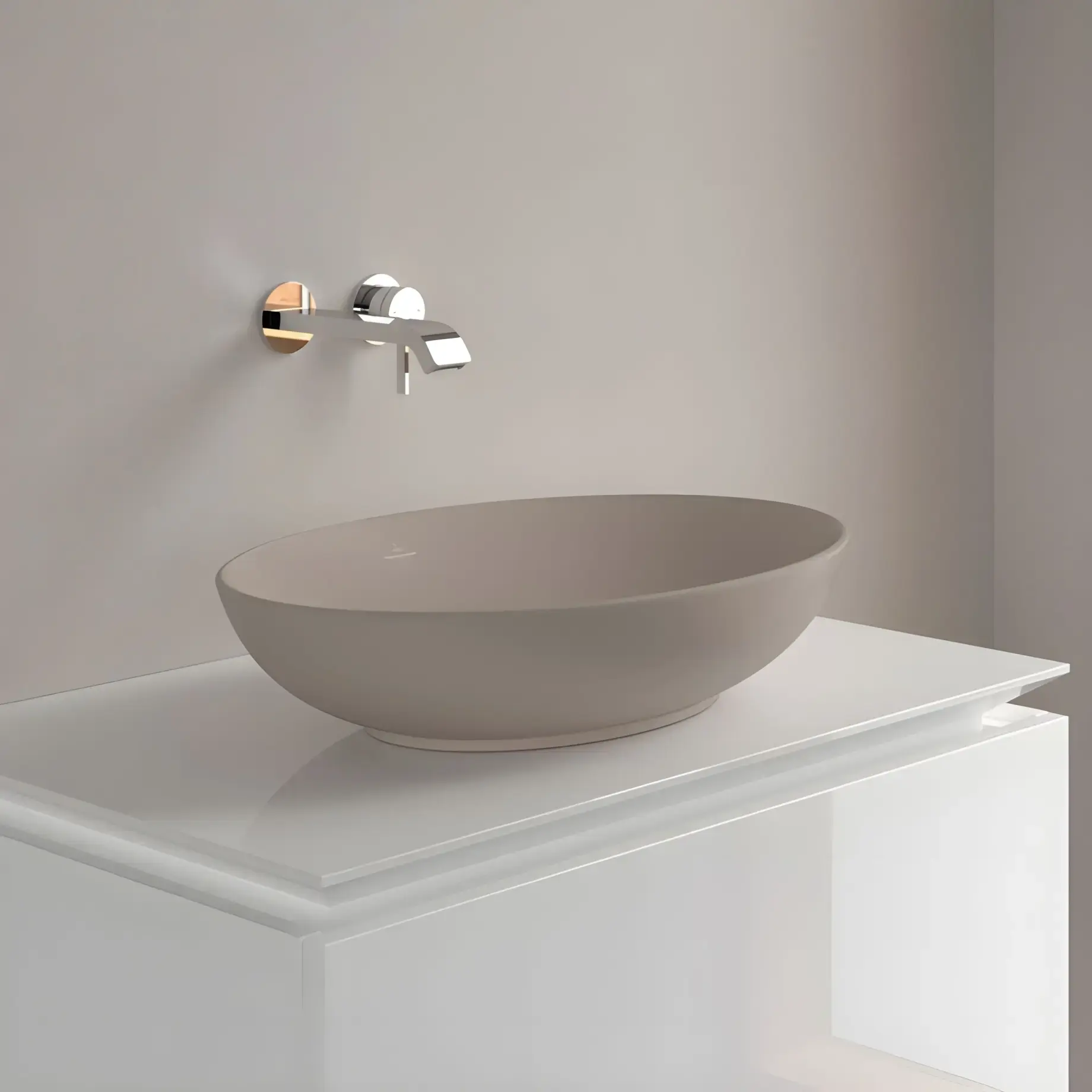 Умивальник Loop & Friends Villeroy & Boch 4A4700AM Almond CeramicPlus — вид згори