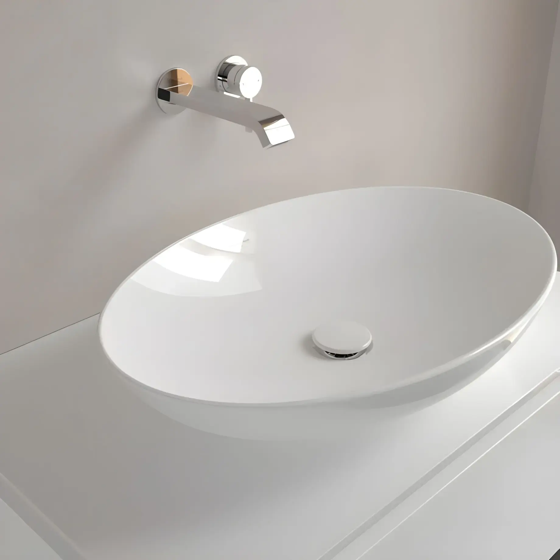 Умивальник Loop & Friends Villeroy & Boch 4A470101 Alpine White — ракурс 3/4