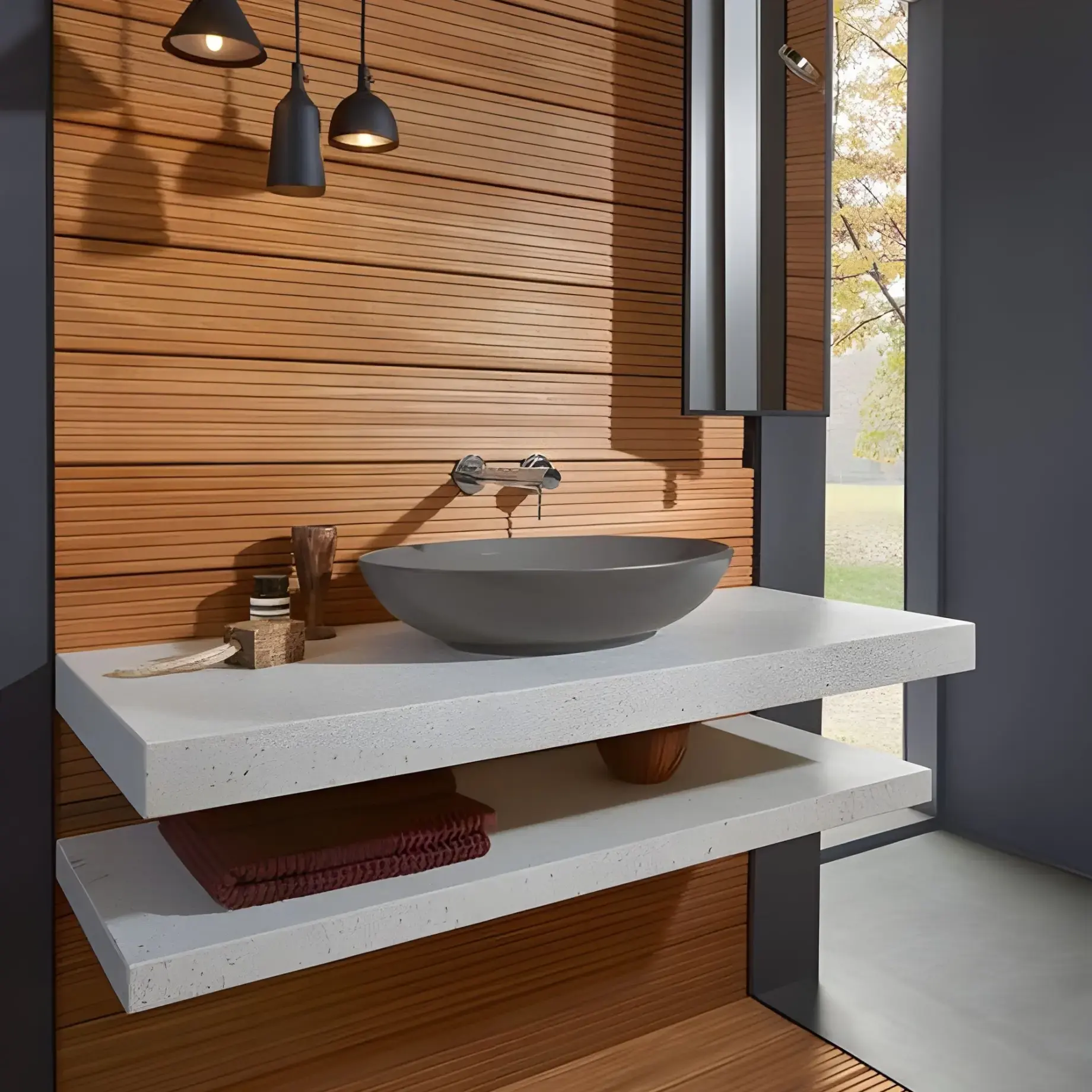 Умивальник Loop & Friends Villeroy & Boch 4A4701i4 Graphite CeramicPlus — вид ззаду