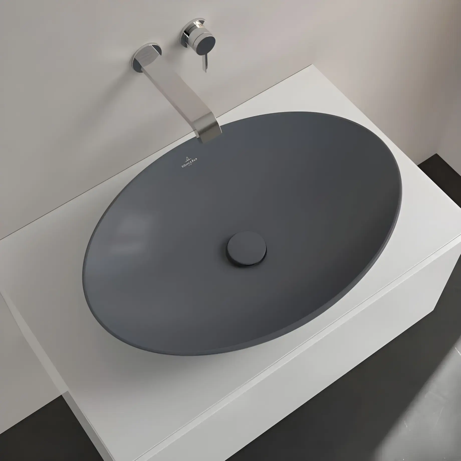 Умивальник Loop & Friends Villeroy & Boch 4A4701i4 Graphite CeramicPlus — ракурс 3/4