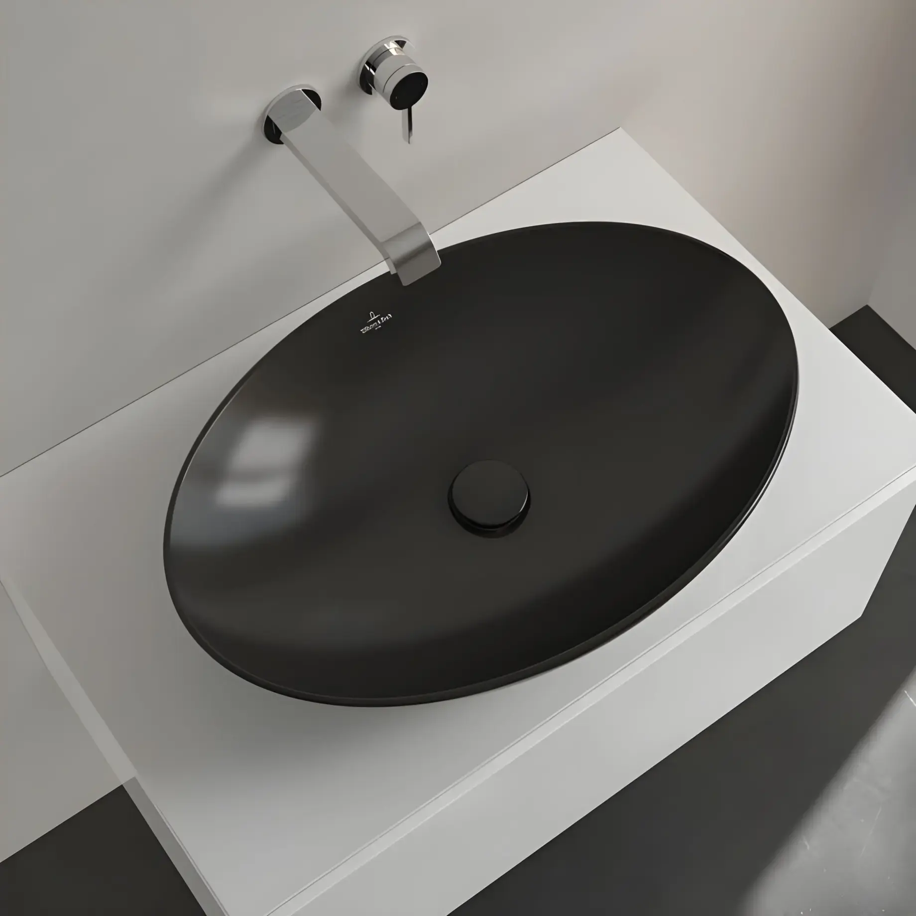 Умивальник Loop & Friends Villeroy & Boch 4A4701S5 Ebony CeramicPlus — вид спереду