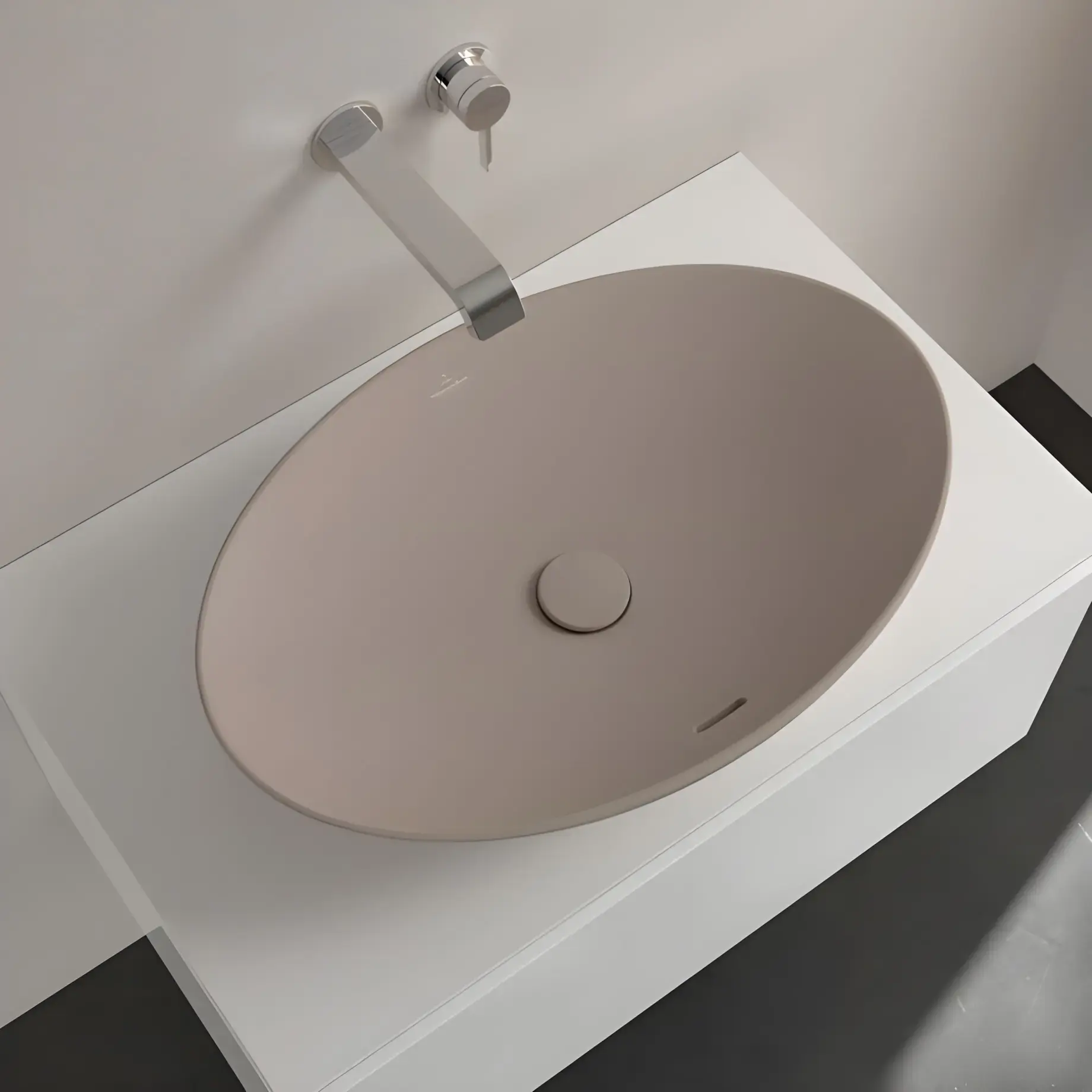 Умивальник Loop & Friends Villeroy & Boch 4A4800AM Almond CeramicPlus — вид спереду