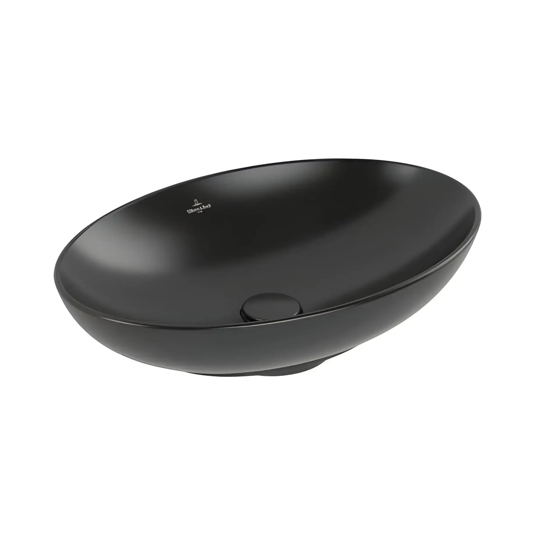 Умивальник Loop & Friends Villeroy & Boch 4A4800R7 Pure Black CeramicPlus 62 х 42 см — вид на білому тлі
