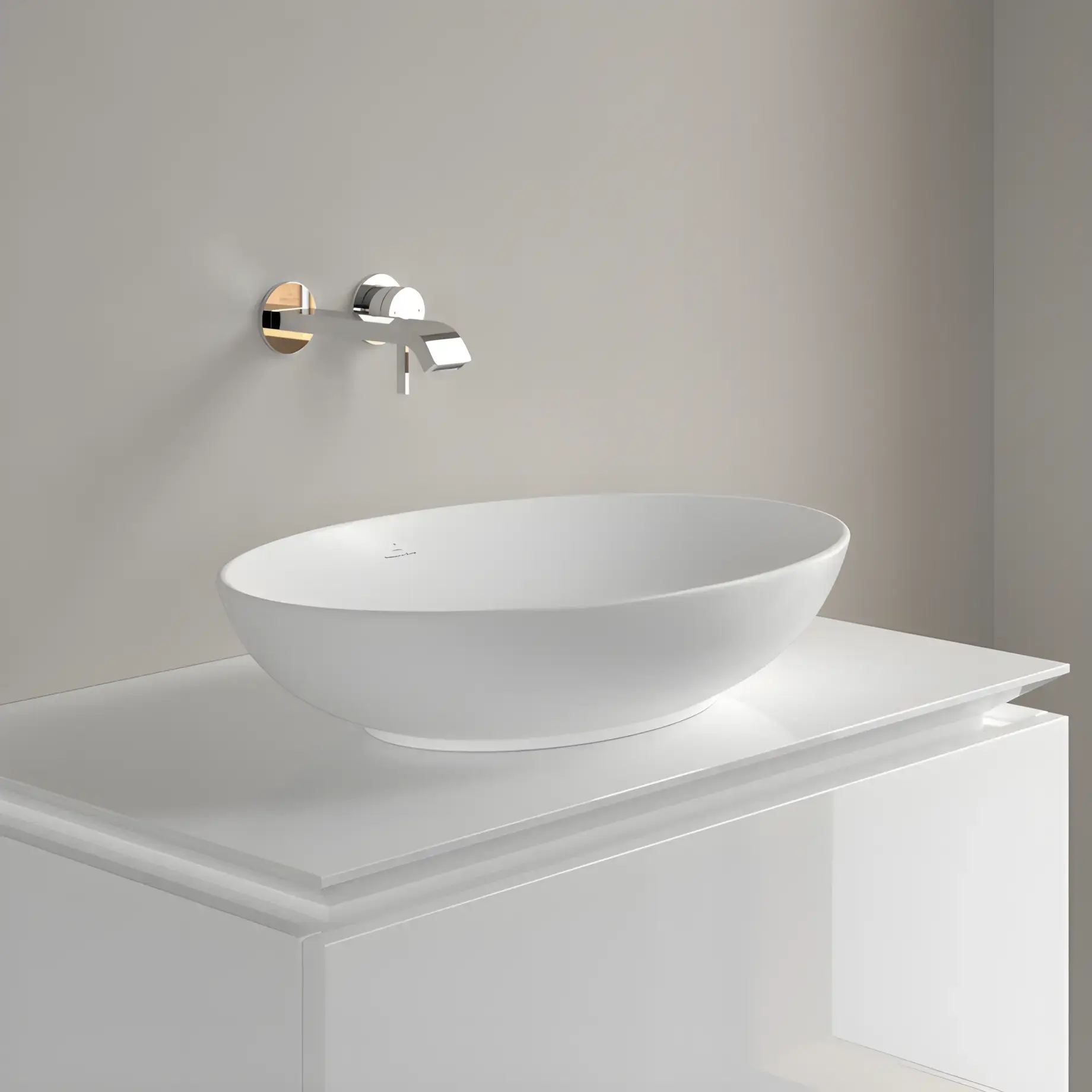 Умивальник Loop & Friends Villeroy & Boch 4A4800RW Stone White CeramicPlus — вид згори