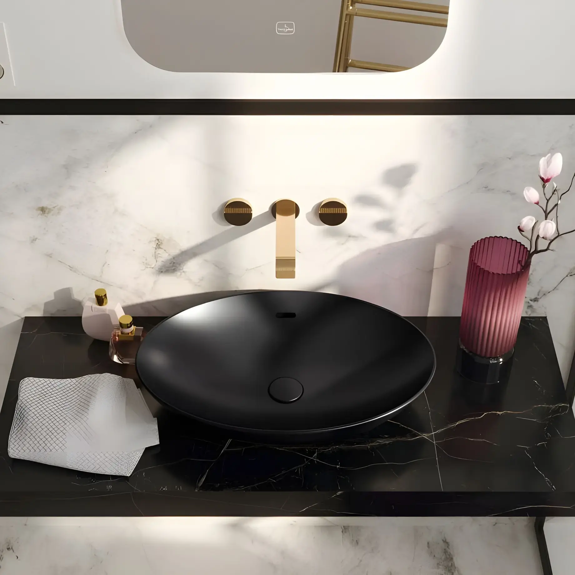 Умивальник Loop & Friends Villeroy & Boch 4A4800S5 Ebony CeramicPlus — вид спереду