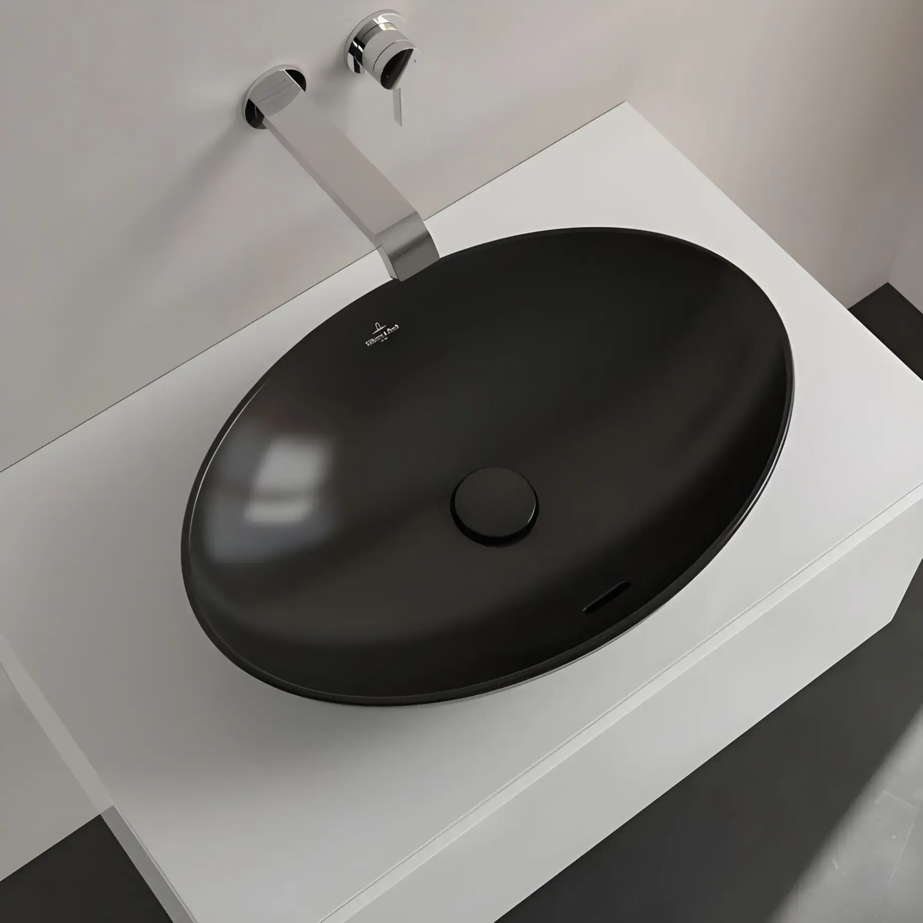 Умивальник Loop & Friends Villeroy & Boch 4A4800S5 Ebony CeramicPlus — бічний ракурс