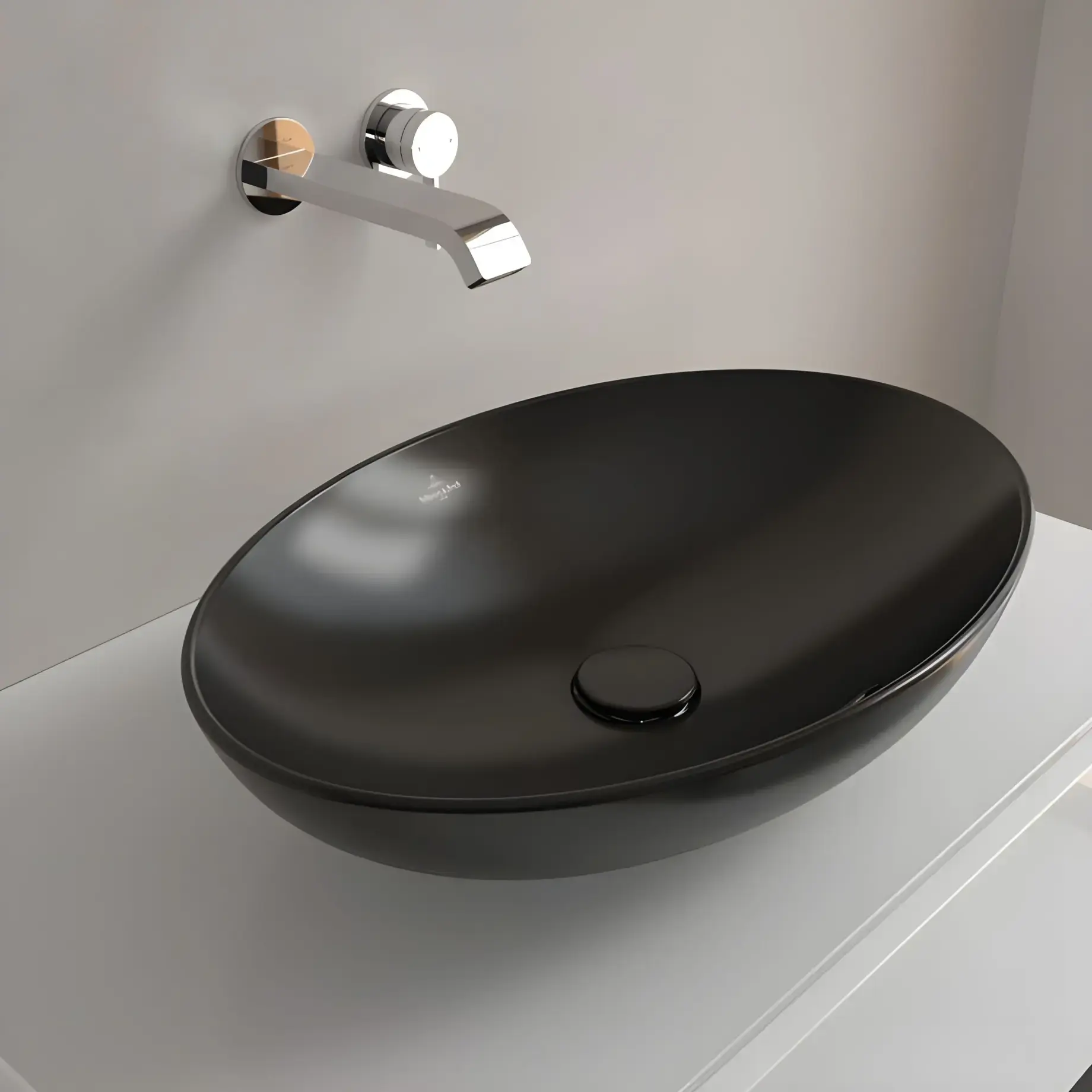 Умивальник Loop & Friends Villeroy & Boch 4A4800S5 Ebony CeramicPlus — вид ззаду